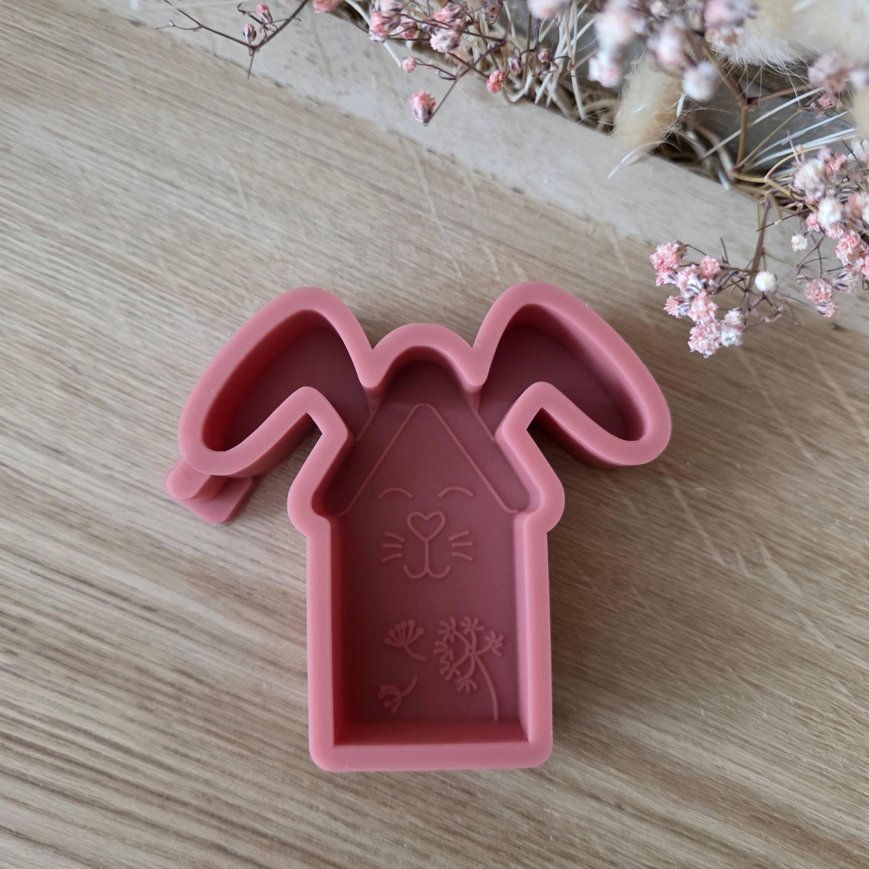 Silikon – Gießform – Hasenhaus Pusteblume – mit Ohren & filigraner Gravur