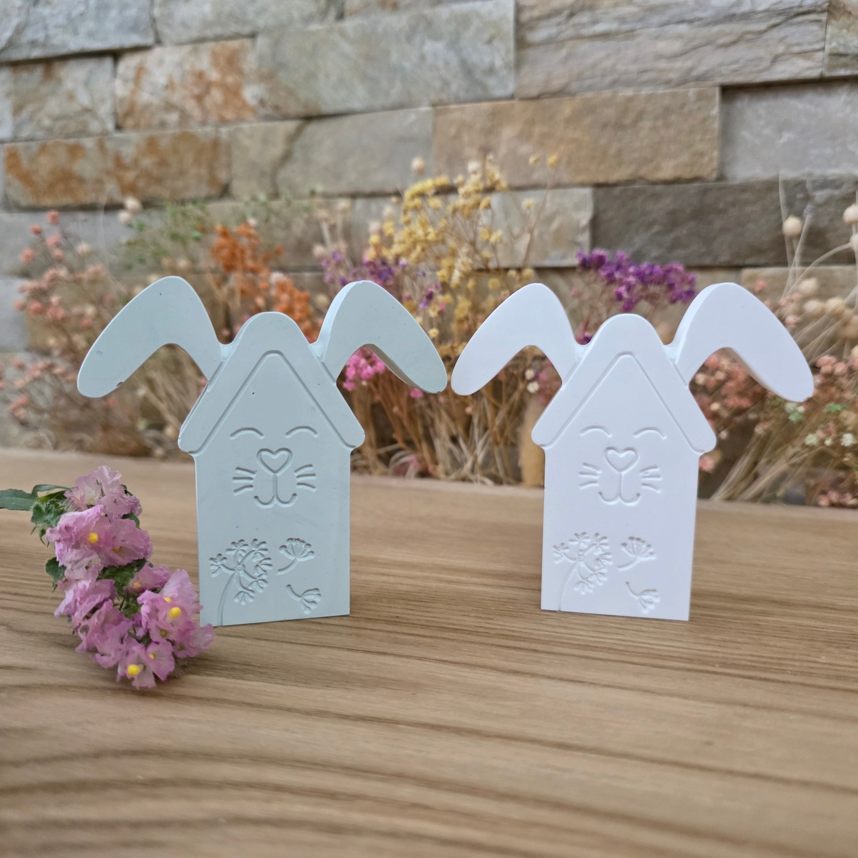 Silikon – Gießform – Hasenhaus Pusteblume – mit Ohren & filigraner Gravur