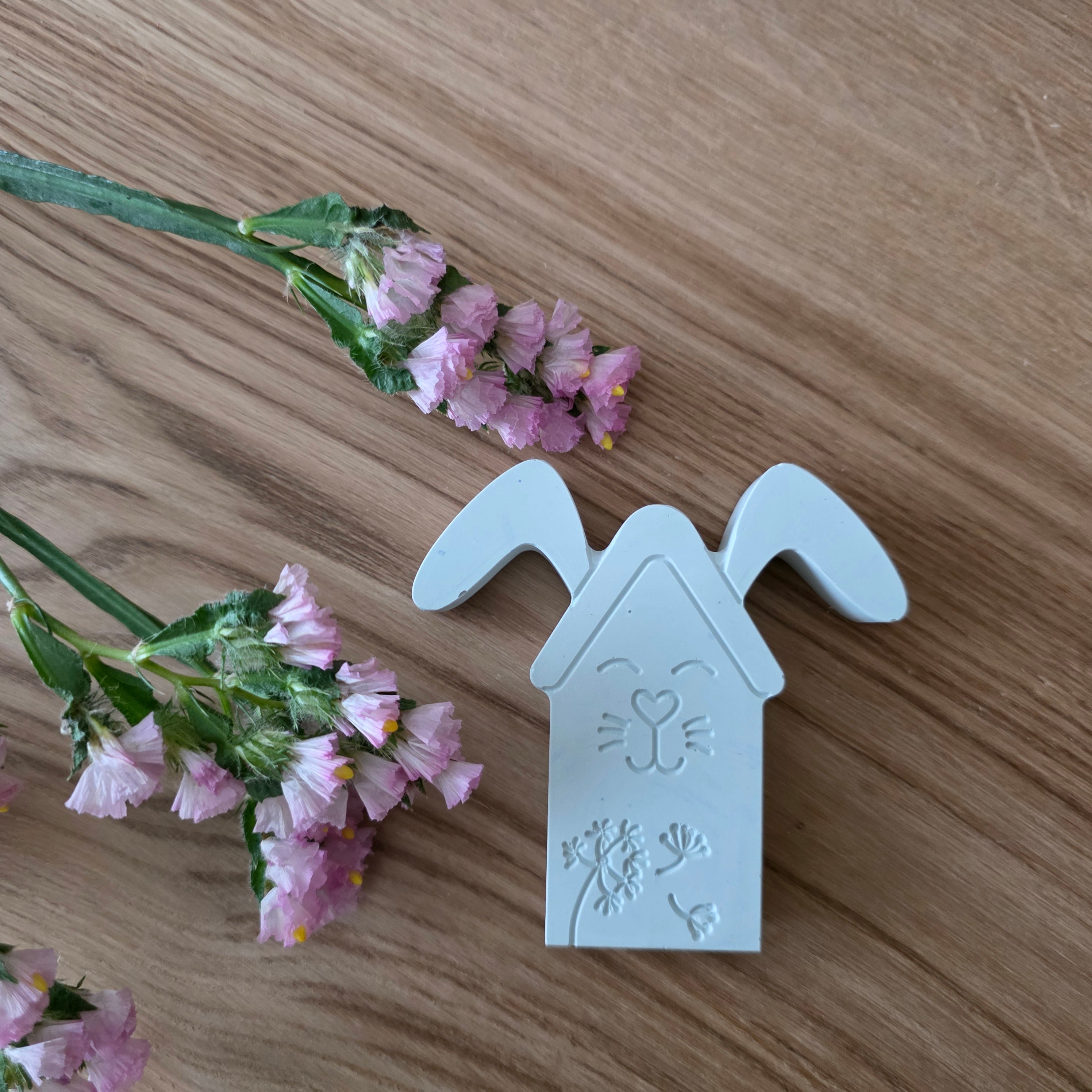 Silikon – Gießform – Hasenhaus Pusteblume – mit Ohren & filigraner Gravur