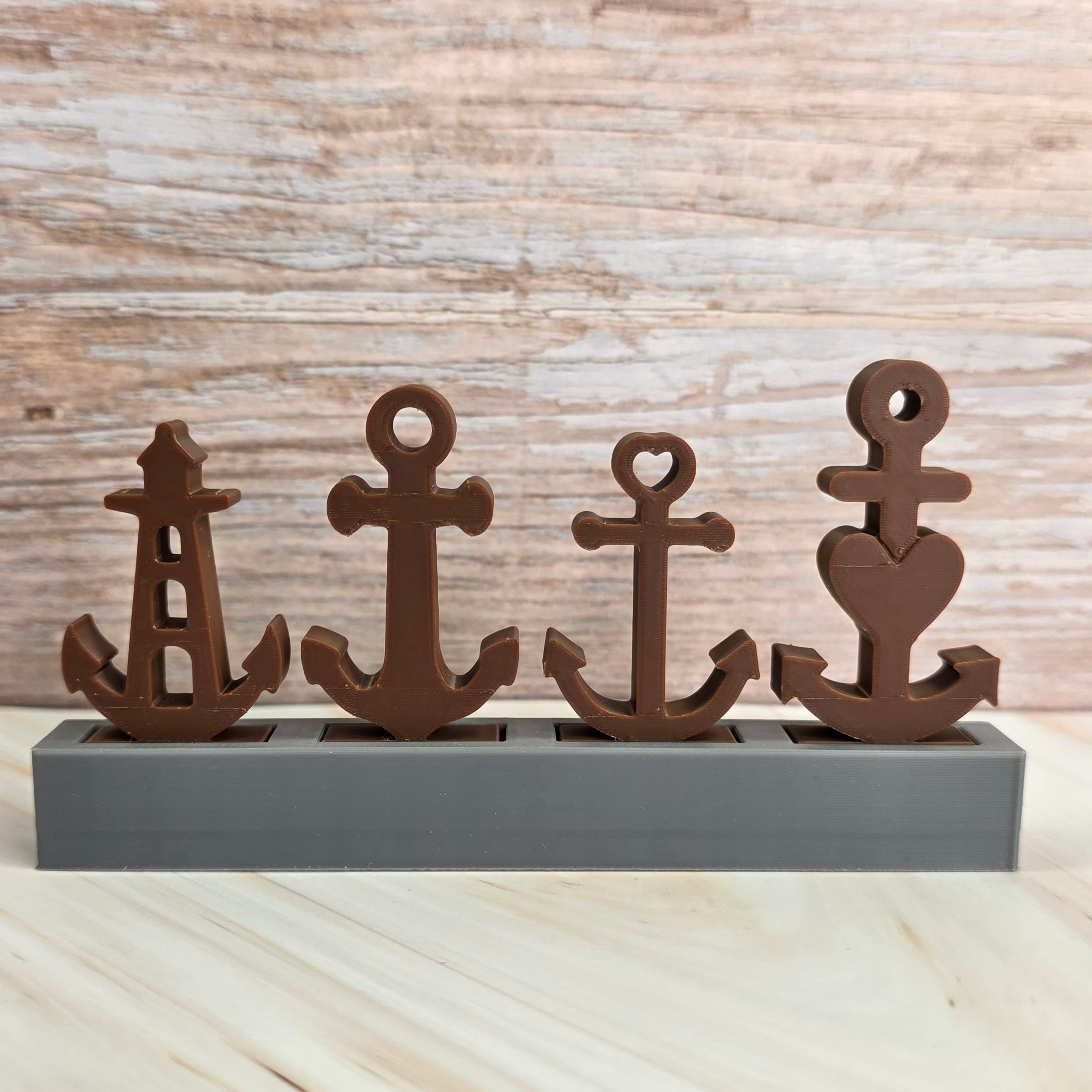 3D Druckdatei – Motivklötzchen Anker 4er Set - STL