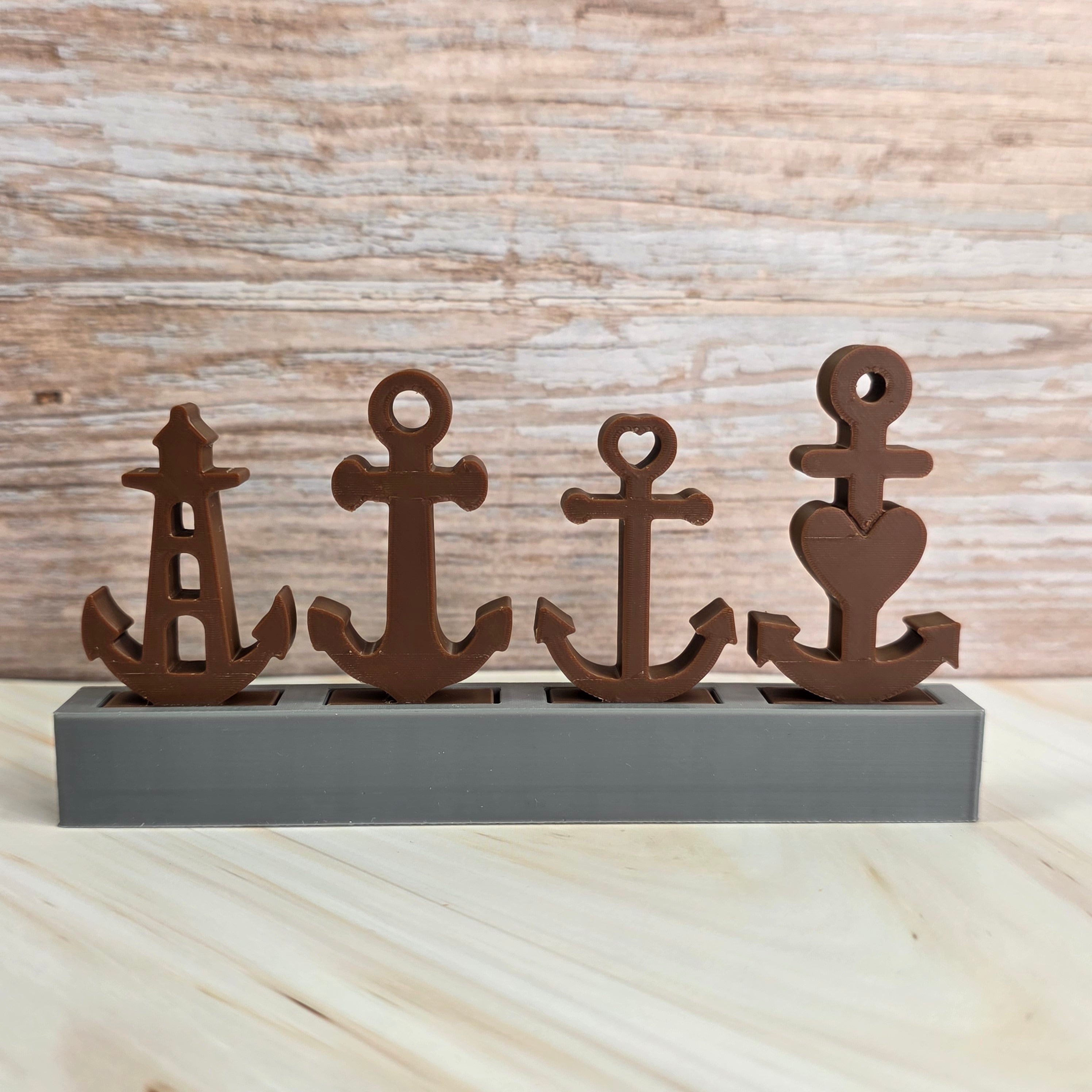 3D Druckdatei – Motivklötzchen Anker 4er Set - STL