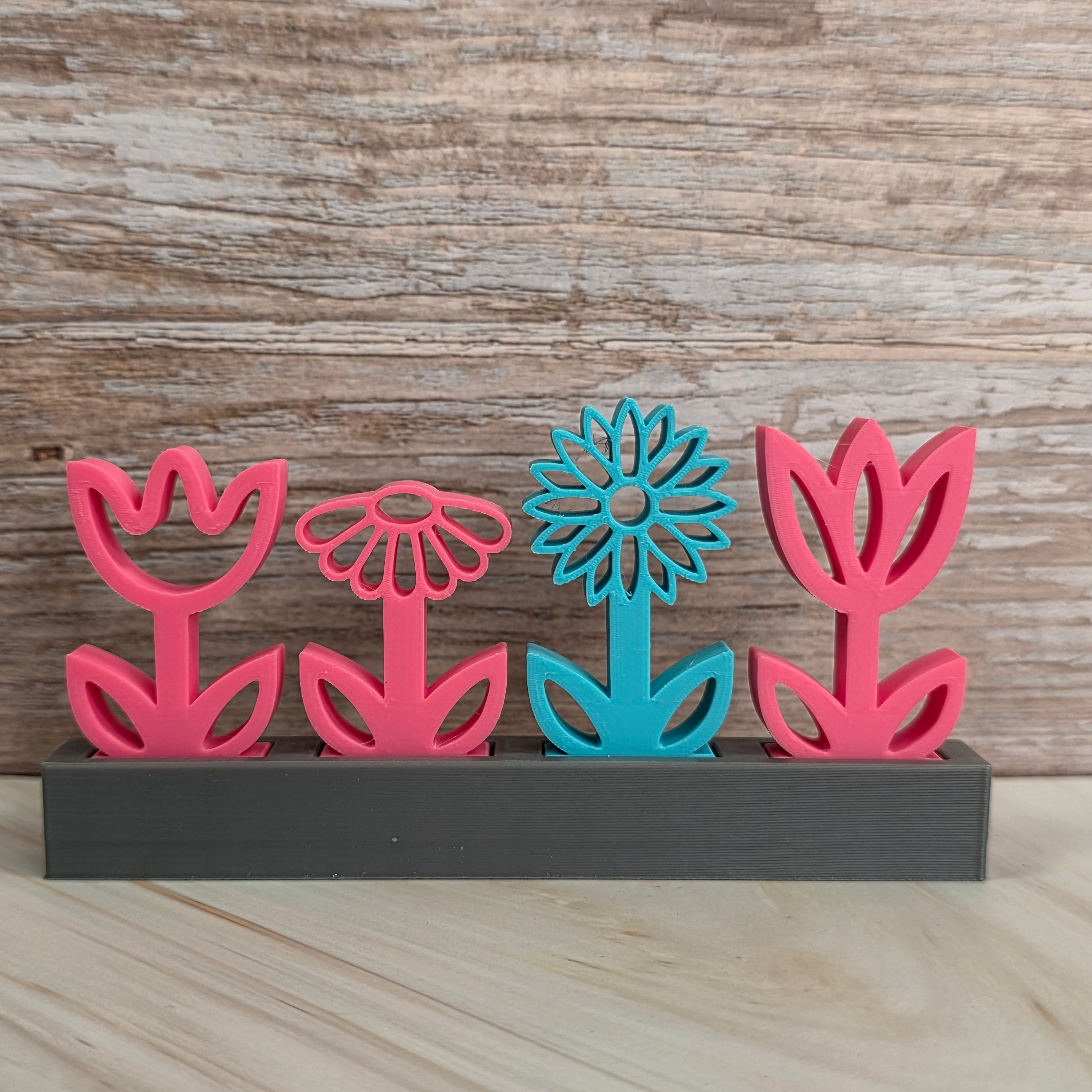 3D Druckdatei – Motivklötzchen - Frühlingsblumen 2 - STL