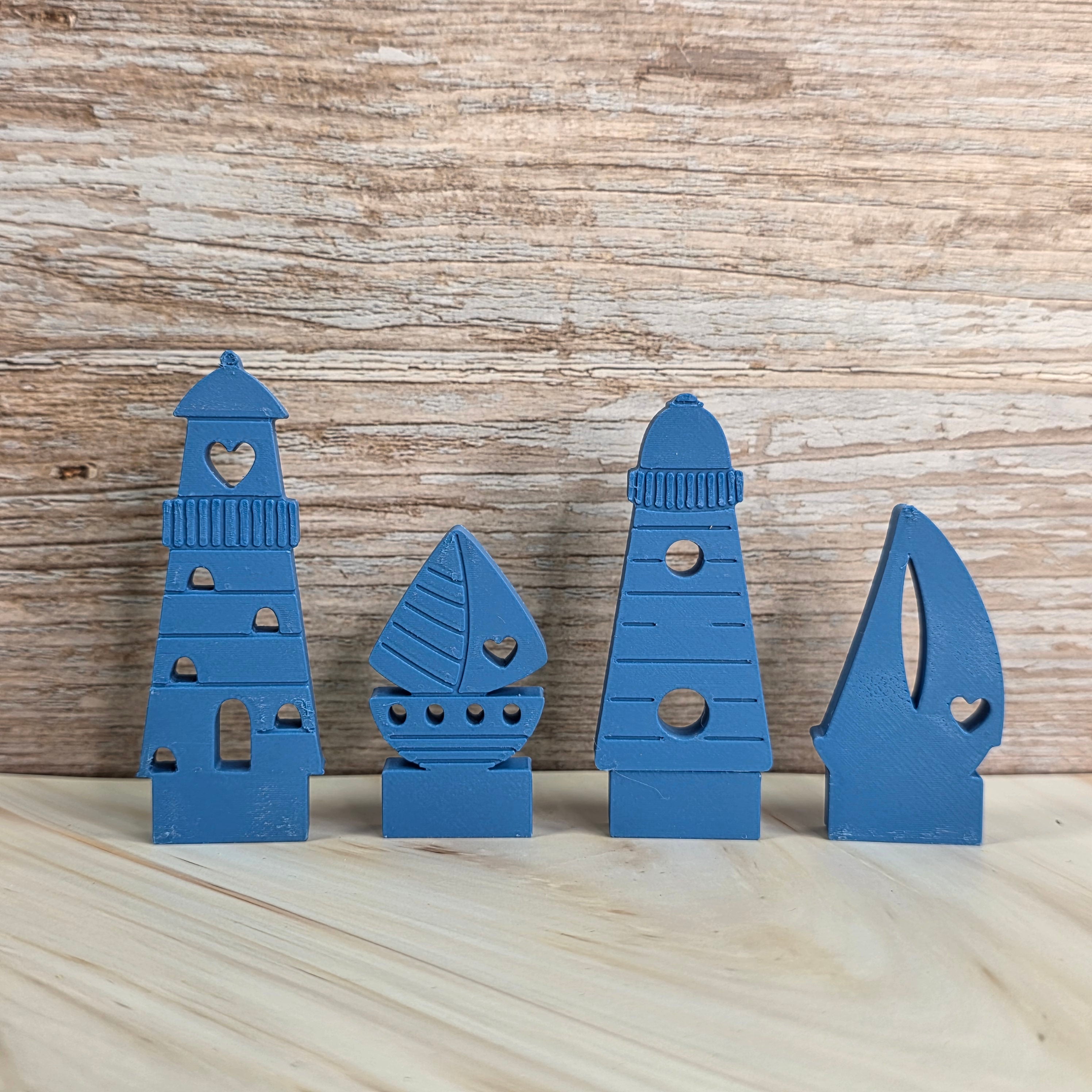 3D Druckdatei – Motivklötzchen Maritim – Boote & Leuchttürme - STL
