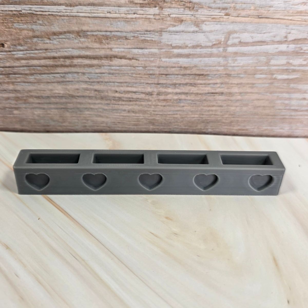 3D Druckdatei Grundplatte 4er länglich Herzen für Stecksystem STL – Ansicht 2