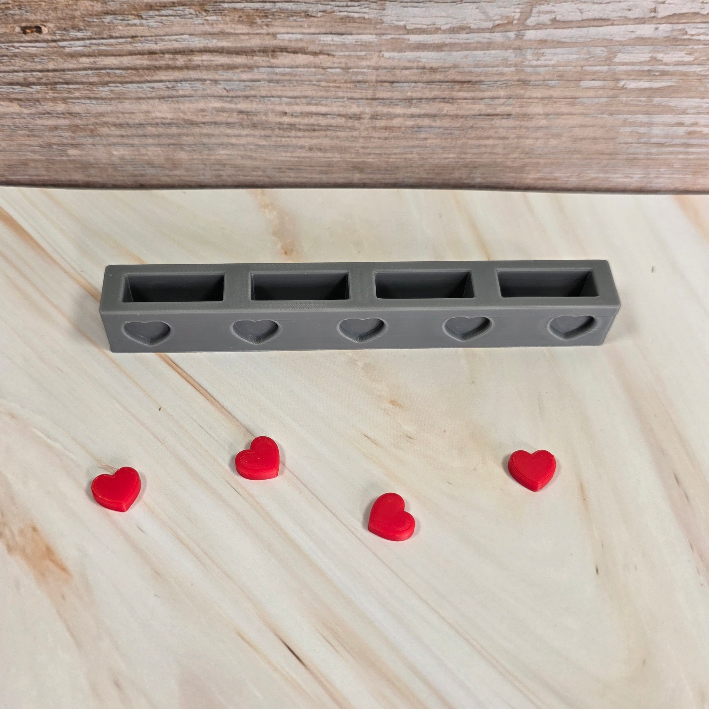 3D Druckdatei – Grundplatte - 4er länglich - Herzen – für Stecksystem – STL