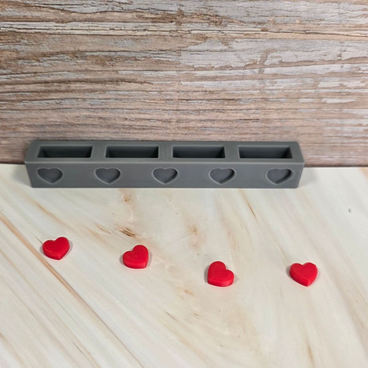 3D Druckdatei Grundplatte 4er länglich Herzen für Stecksystem STL – Ansicht 4