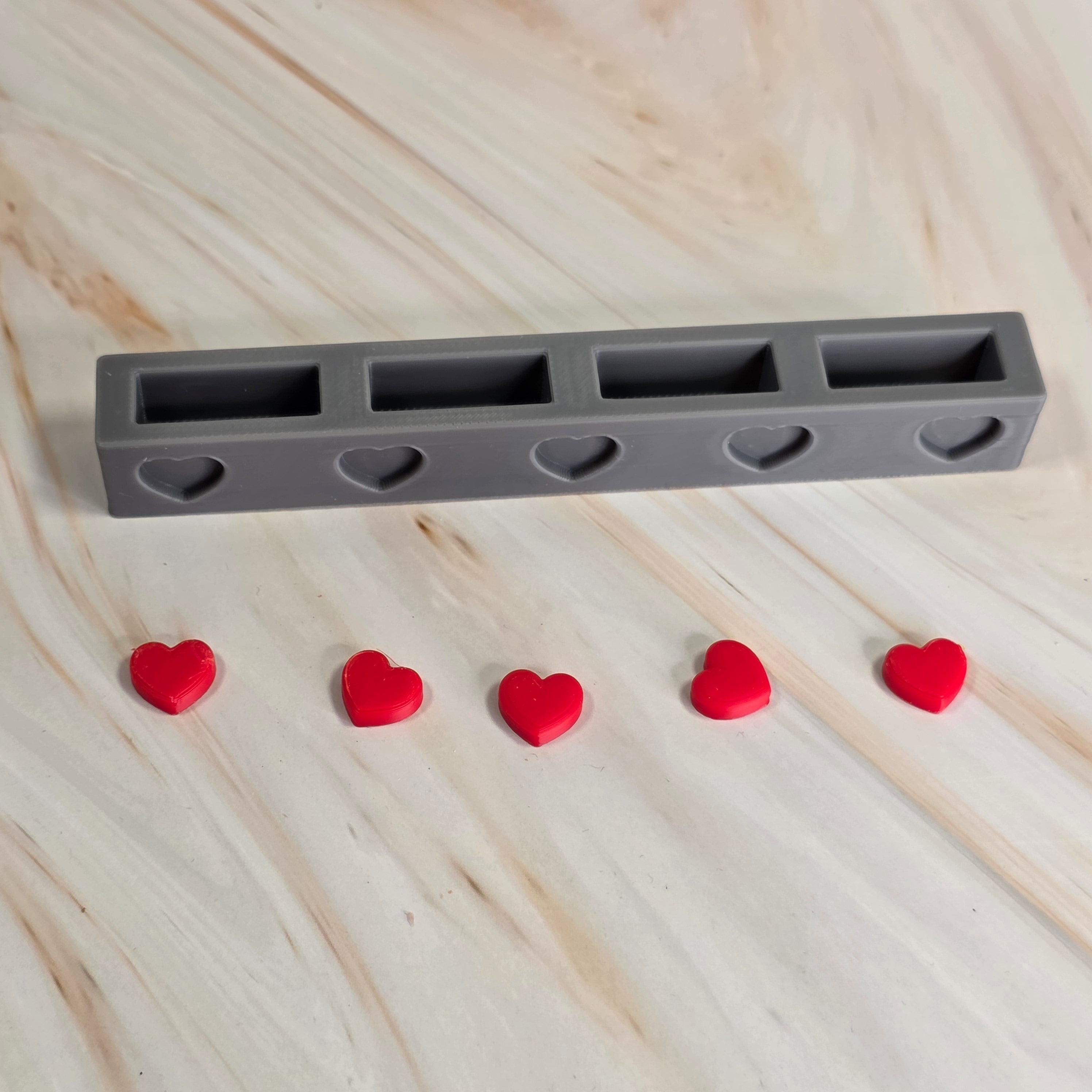 3D Druckdatei – Grundplatte - 4er länglich - Herzen – für Stecksystem – STL