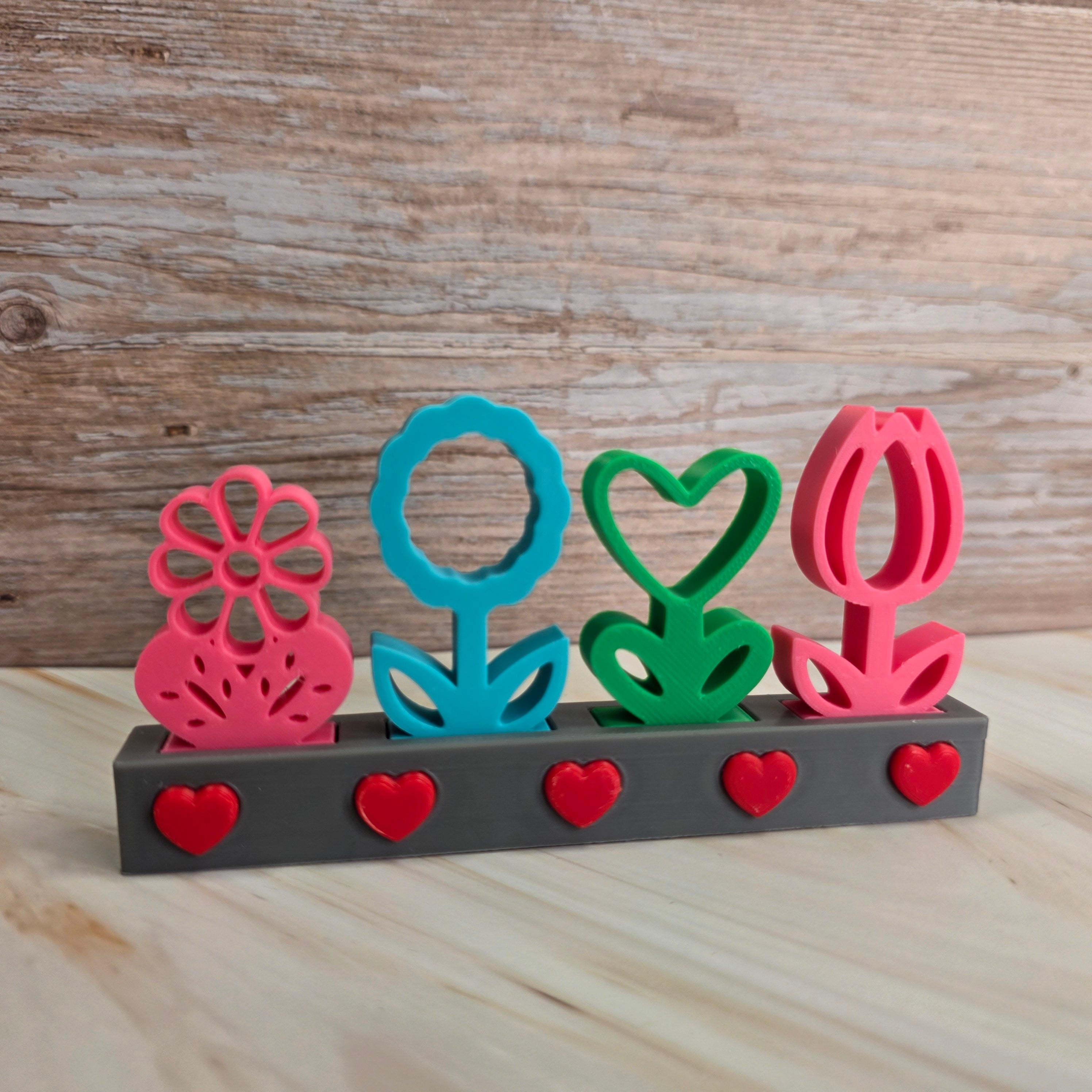 3D Druckdatei – Grundplatte - 4er länglich - Herzen – für Stecksystem – STL