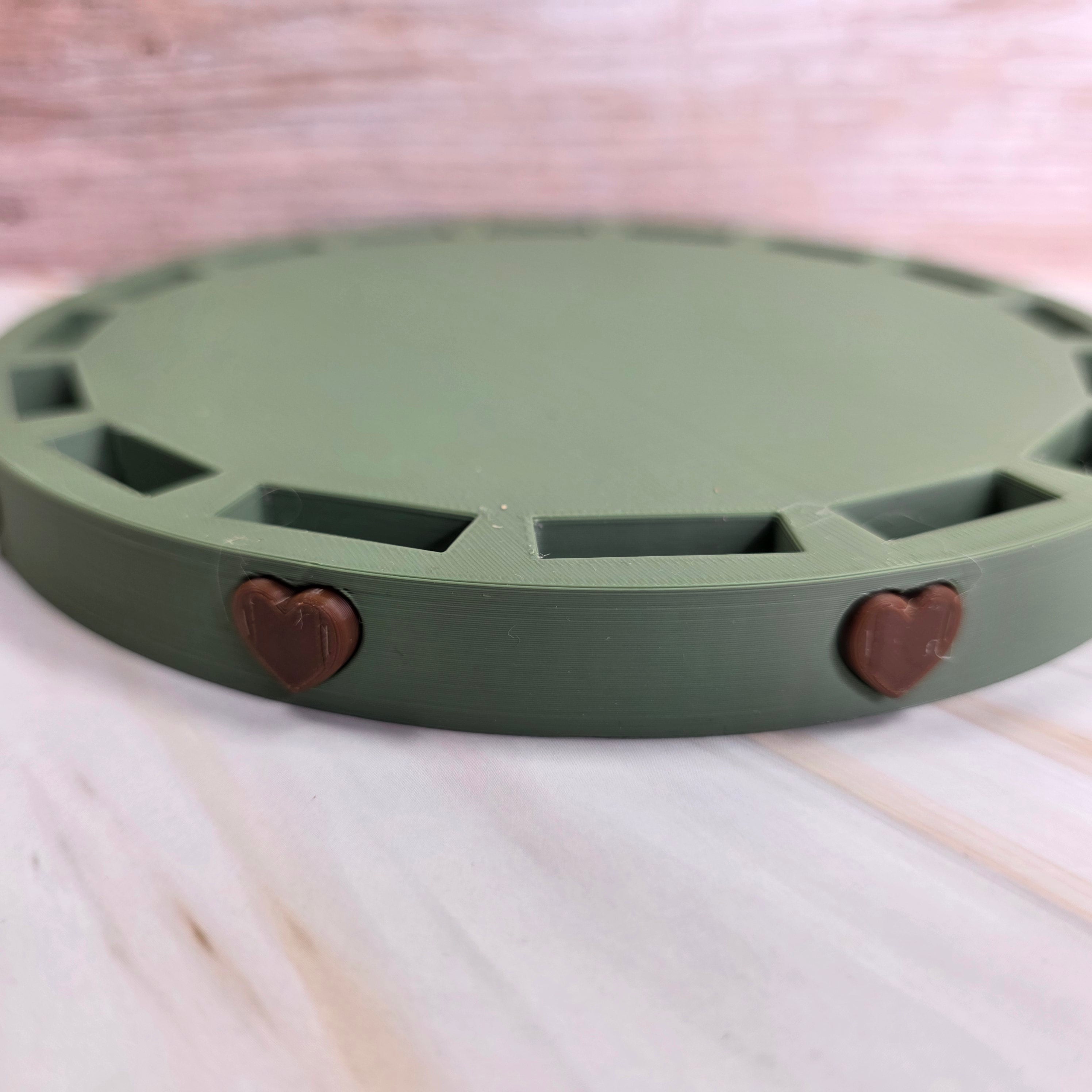3D Druckdatei – Grundplatte -Rund groß mit Herzen - 17cm – für Stecksystem – STL