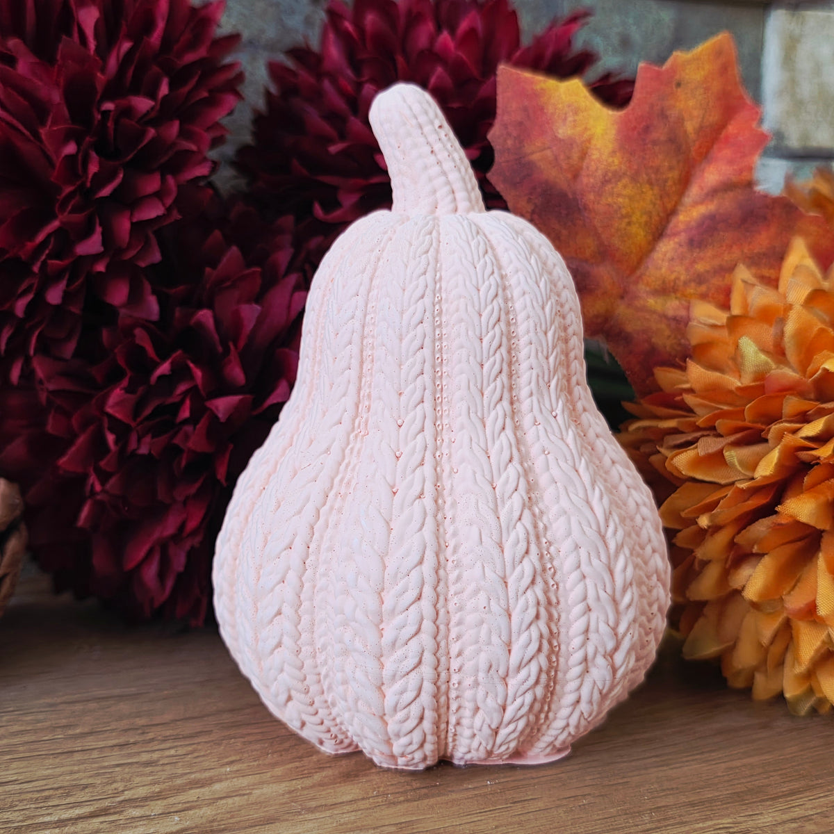 Silikon – Gießform – großer Herbstkürbis Wollzauber – im Häkel-/Woll-Look