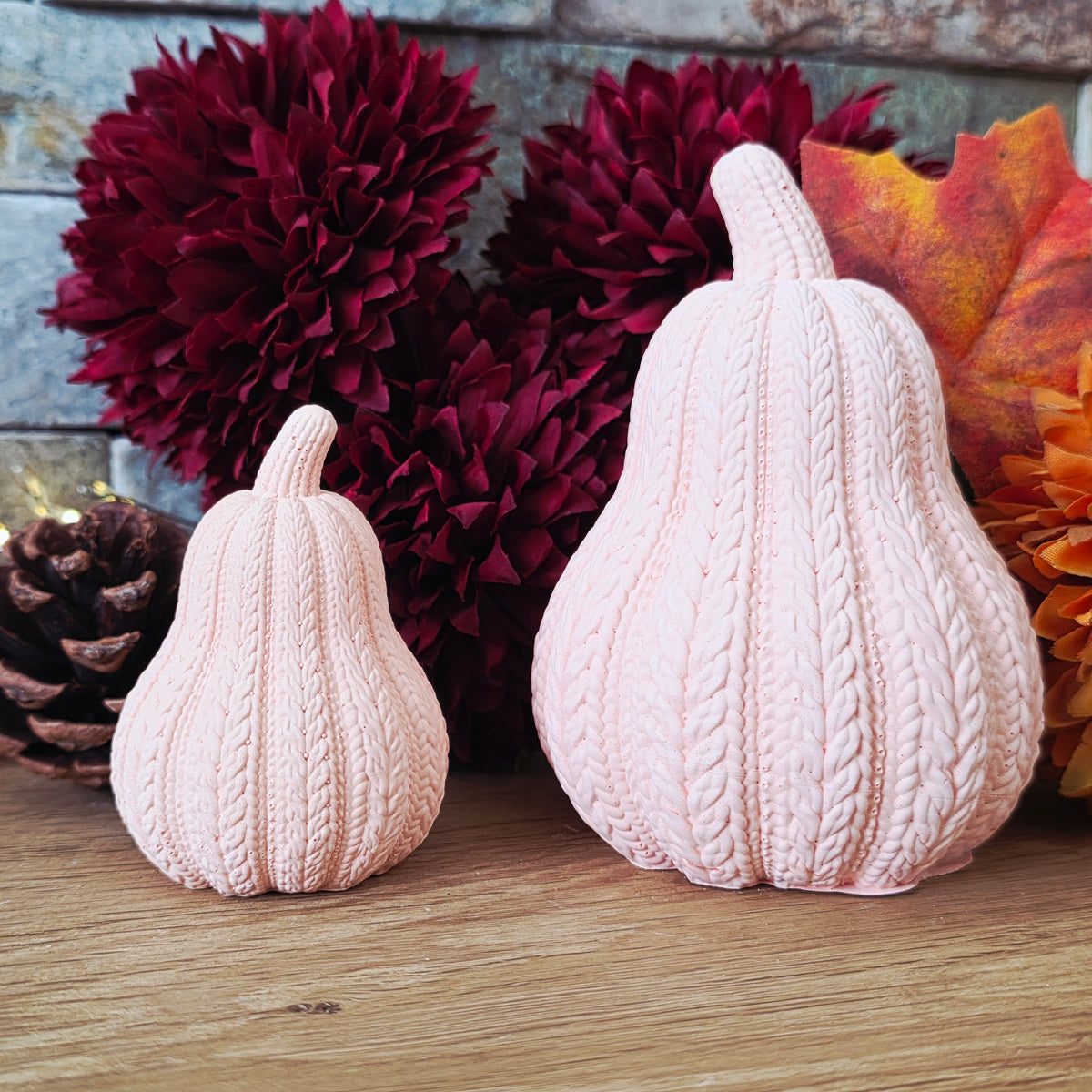 Silikon – Gießform – großer Herbstkürbis Wollzauber – im Häkel-/Woll-Look
