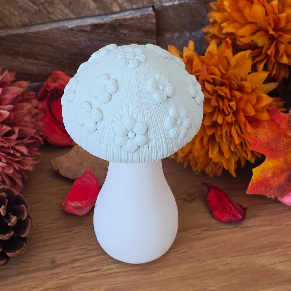 Silikongießform – Pilzkopf mit Blumen - Herbstpilze zum Kombinieren