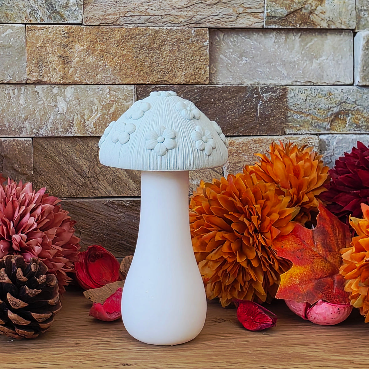 Silikongießform – Pilzkopf mit Blumen - Herbstpilze zum Kombinieren