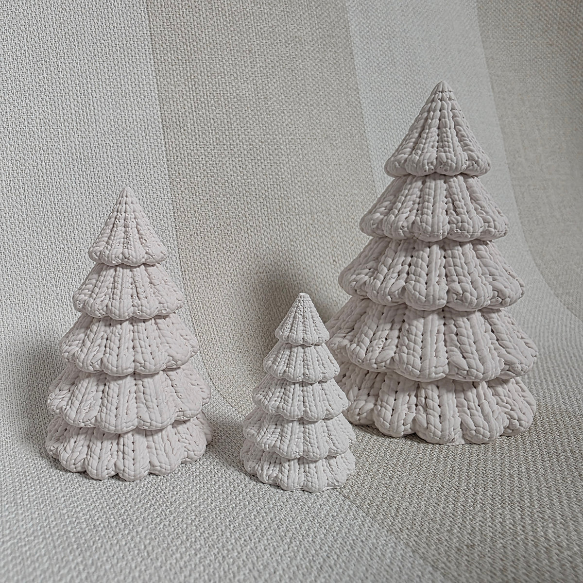 Silikongießform – Tannenbäume in 3 Größen mit Strickmuster