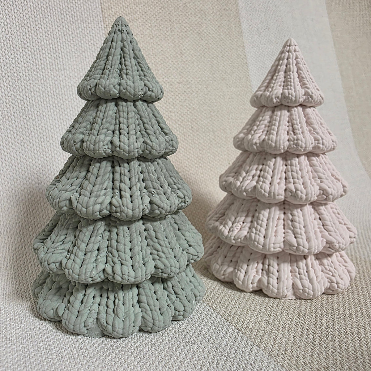 Silikongießform – Tannenbäume in 3 Größen mit Strickmuster