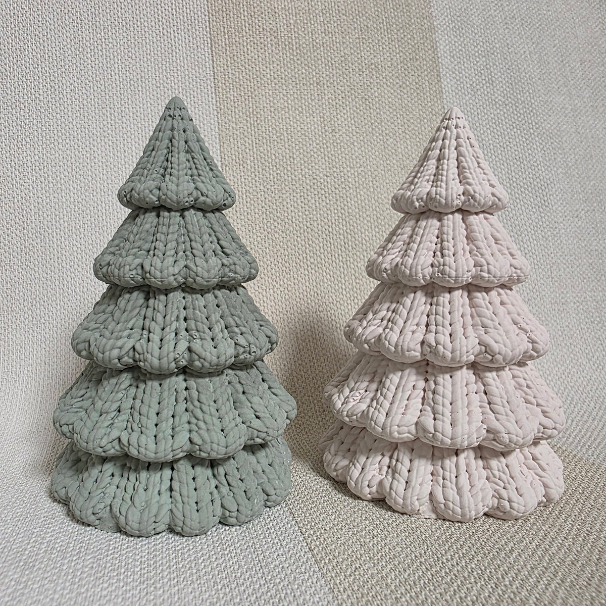 Silikongießform – Tannenbäume in 3 Größen mit Strickmuster