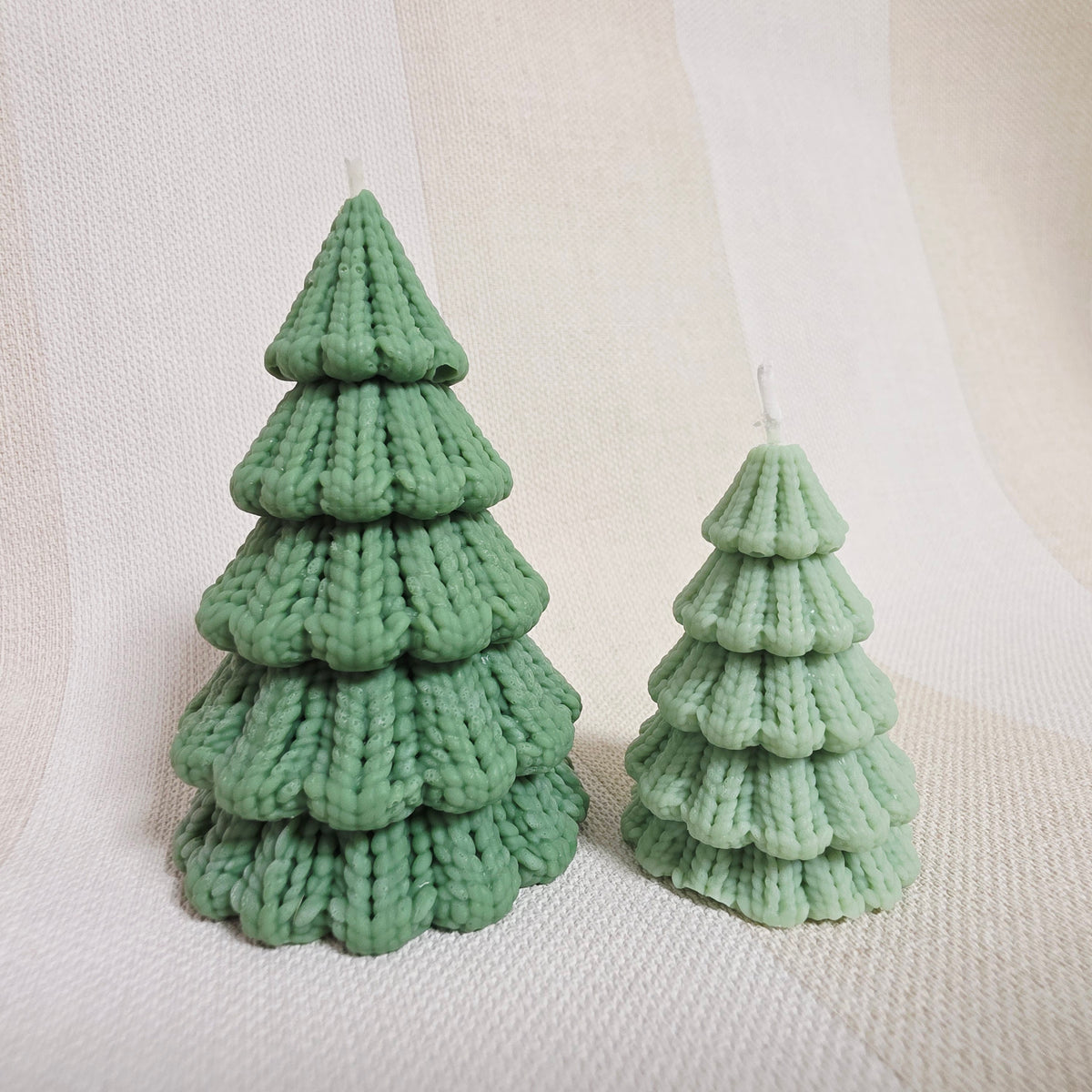 Silikongießform – Tannenbäume in 3 Größen mit Strickmuster
