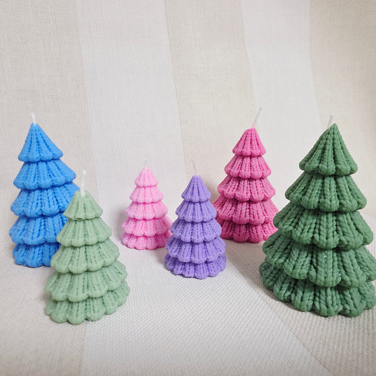 Silikongießform – Tannenbäume in 3 Größen mit Strickmuster