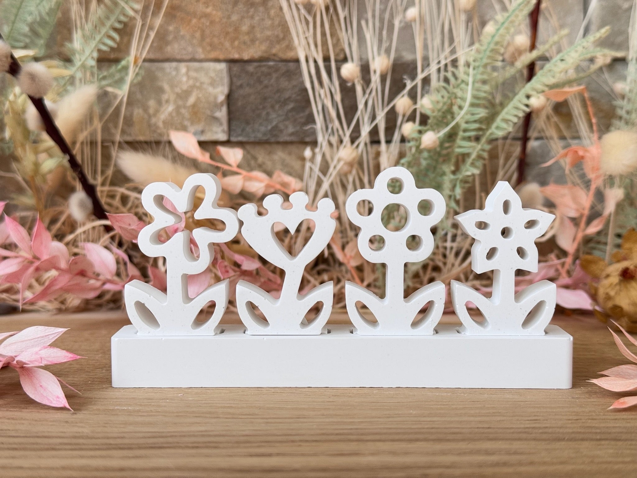 Silikon - Gießform - Klötzchenhäuser - Frühlingsblumen 2 - Klötzchen - Häuserkranz -