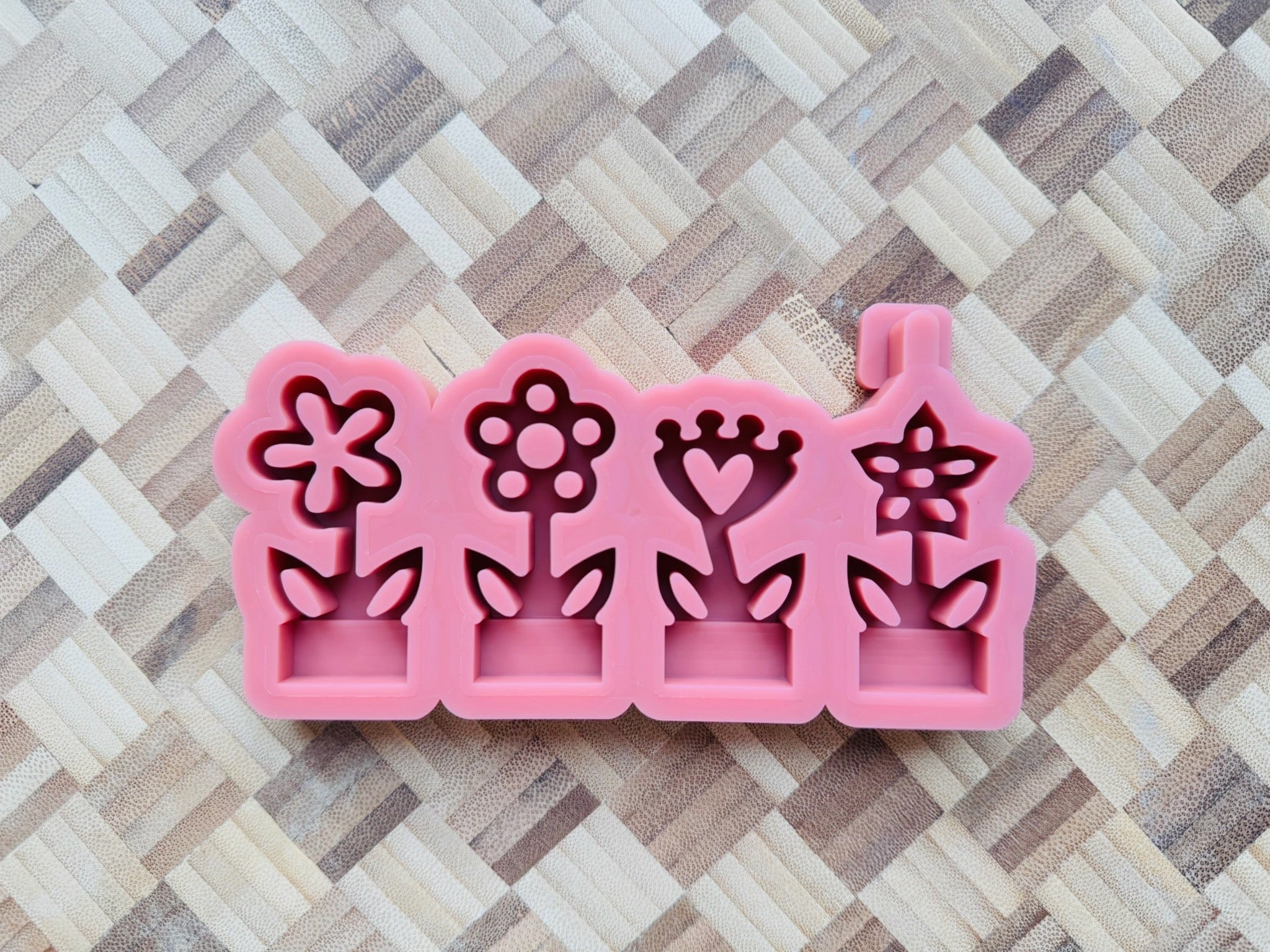 Silikon - Gießform - Klötzchenhäuser - Frühlingsblumen 2 - Klötzchen - Häuserkranz -