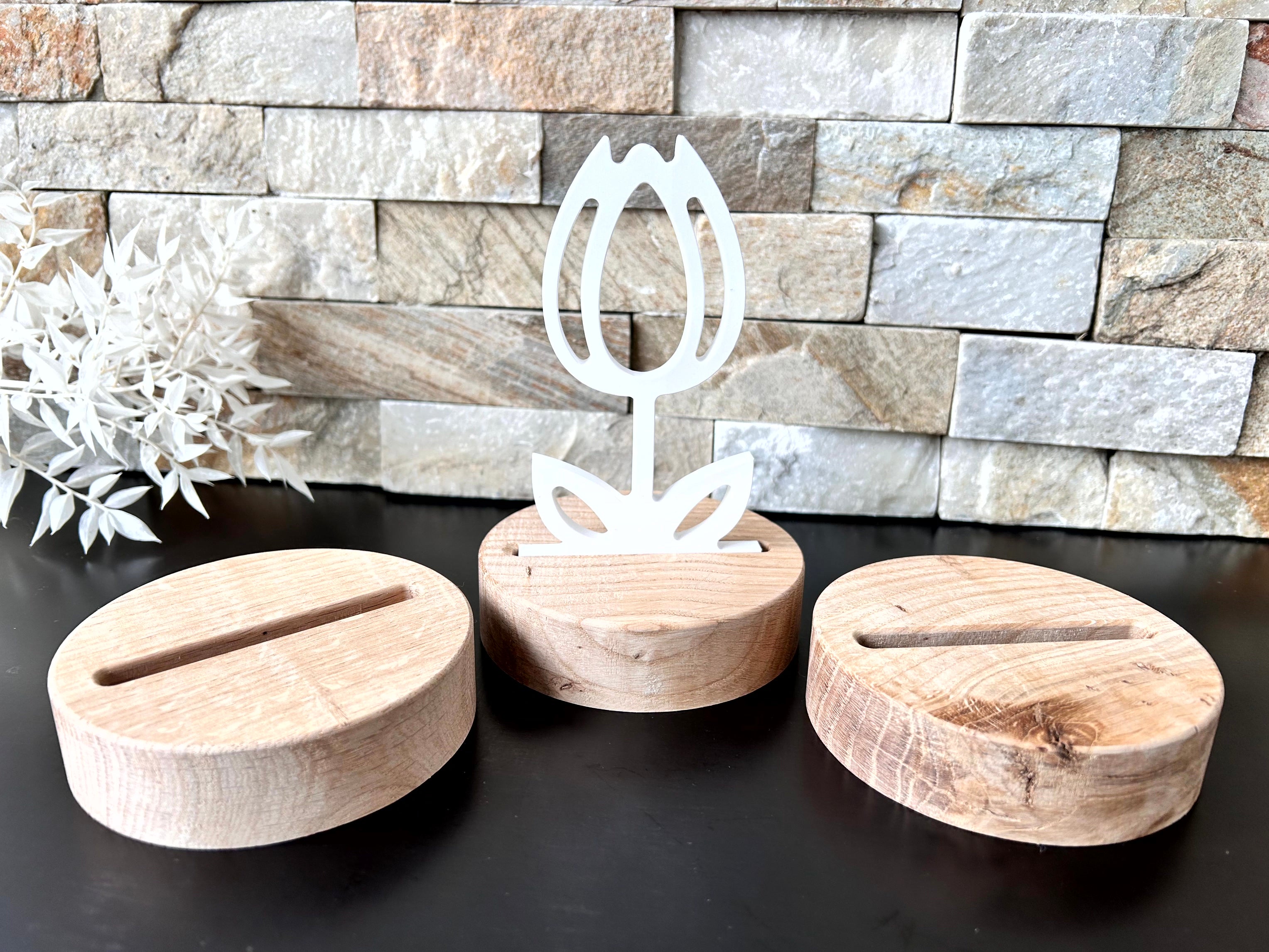 Eiche - Halter - Rund mit Einschiebeöffnung - Grundform - Massivholz - Sockel