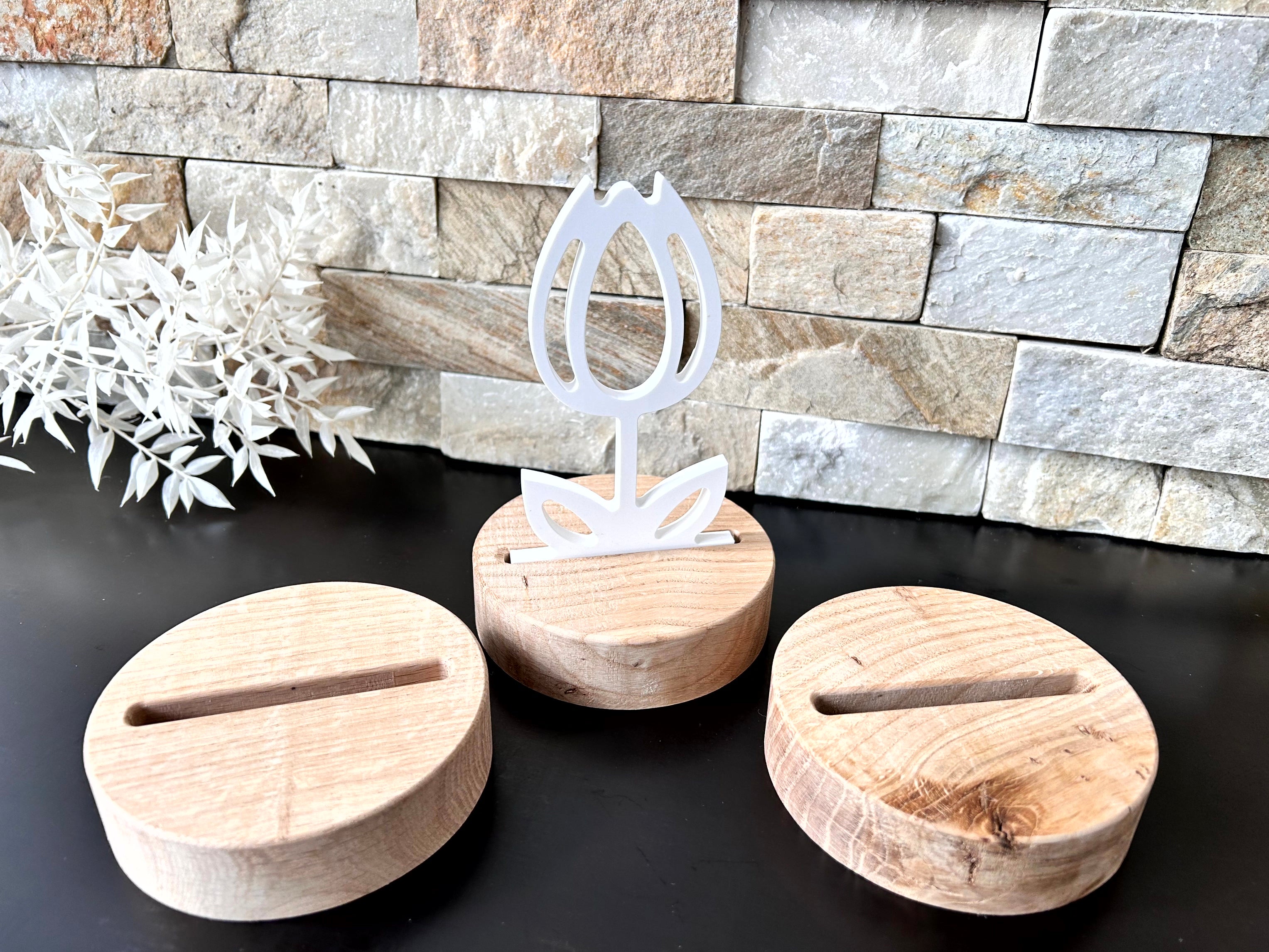 Eiche - Halter - Rund mit Einschiebeöffnung - Grundform - Massivholz - Sockel