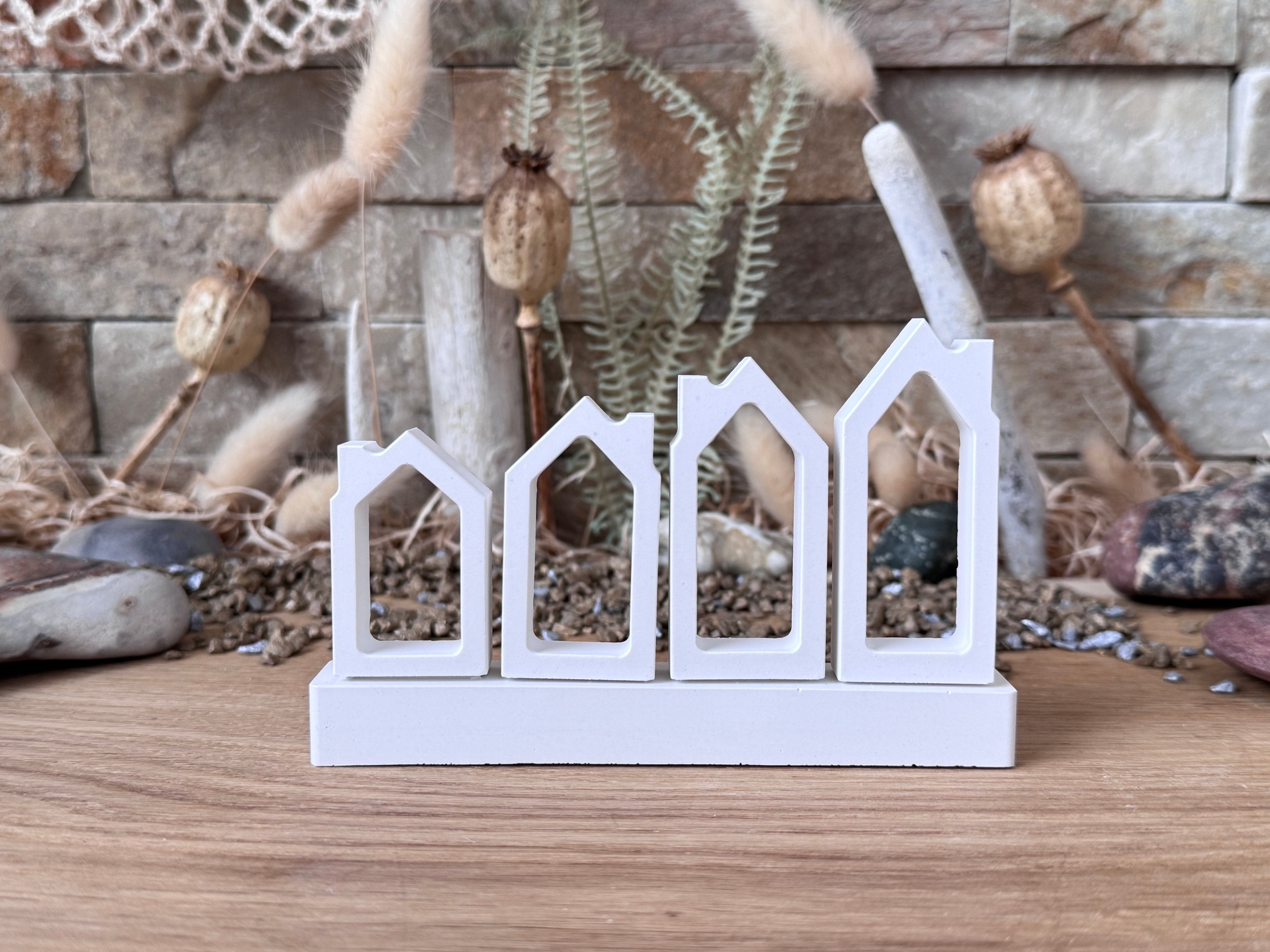 Silikon - Gießform - schmale Häuser mit Schornstein - Klötzchen - Häuserkranz - Lichthäuser -