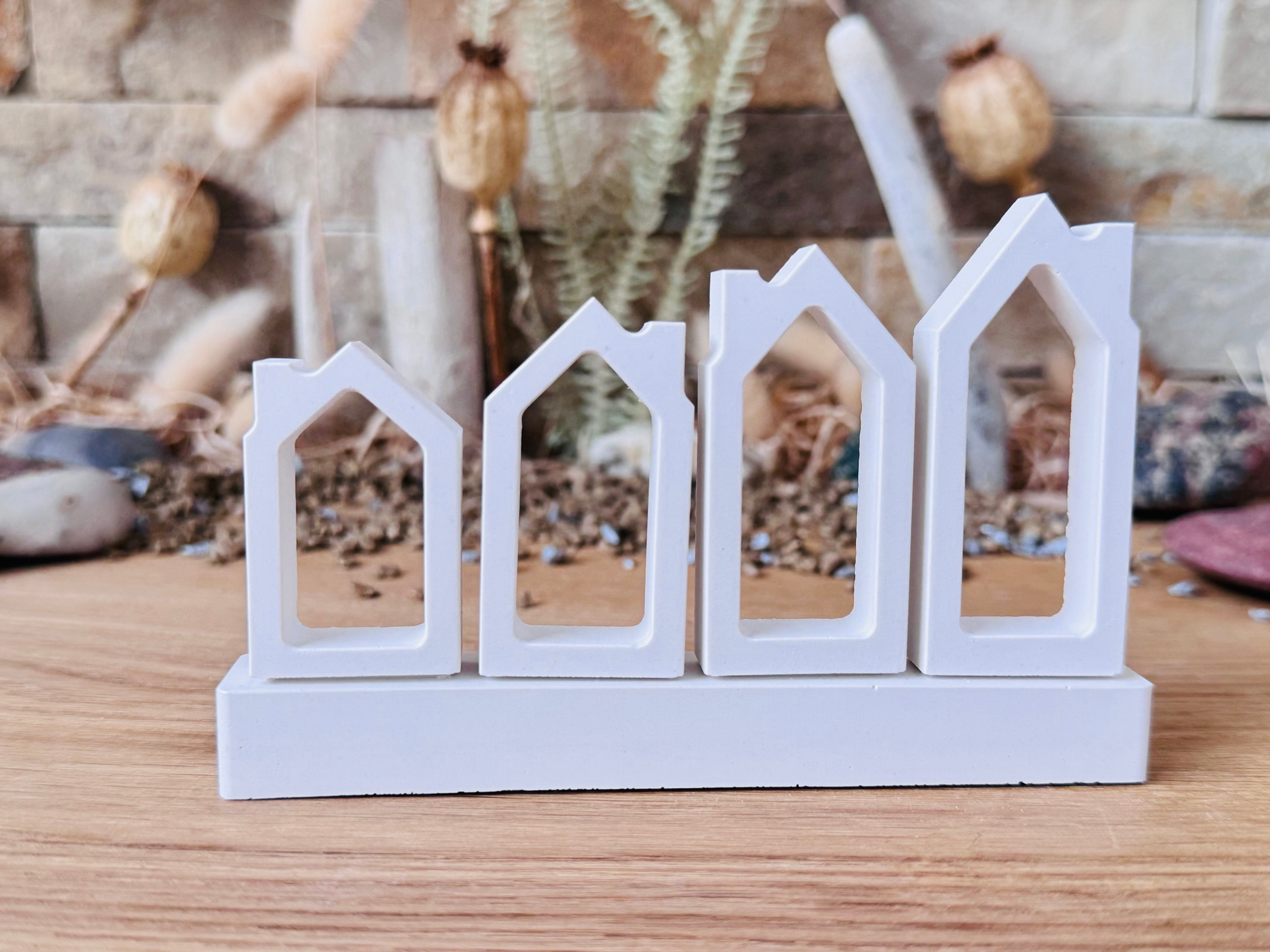 Silikon - Gießform - schmale Häuser mit Schornstein - Klötzchen - Häuserkranz - Lichthäuser -