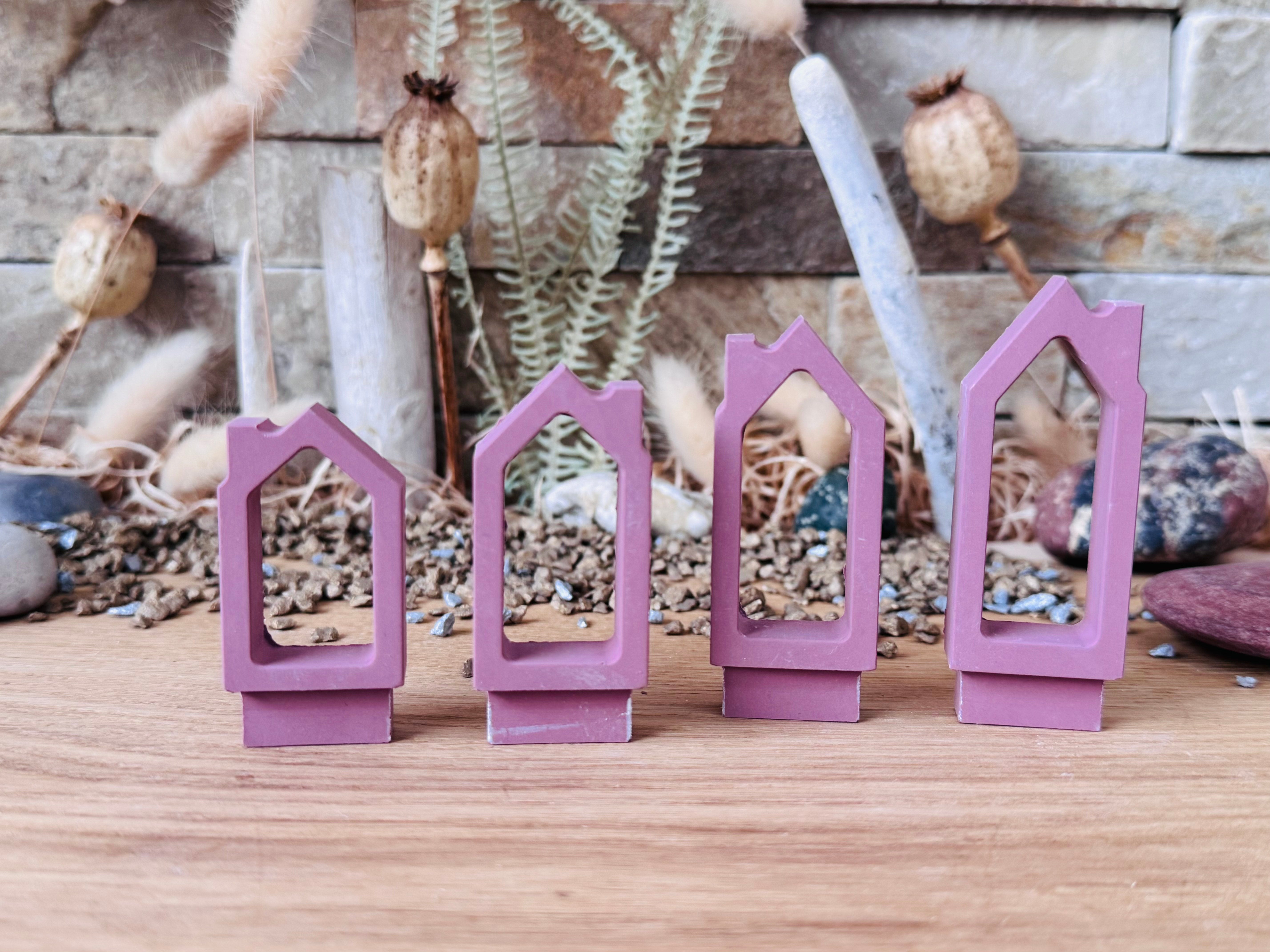 Silikon - Gießform - schmale Häuser mit Schornstein - Klötzchen - Häuserkranz - Lichthäuser -