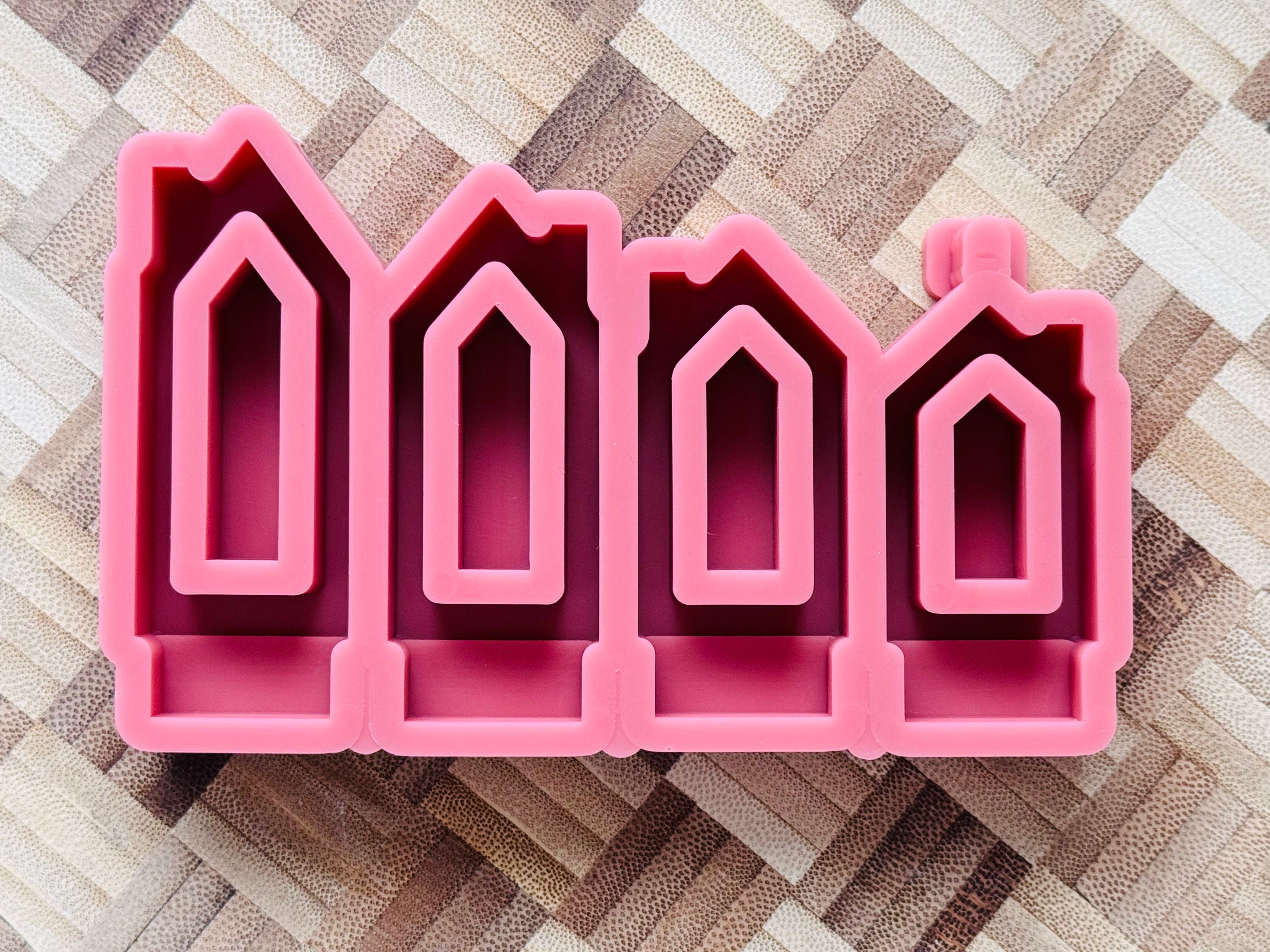 Silikon - Gießform - schmale Häuser mit Schornstein - Klötzchen - Häuserkranz - Lichthäuser -