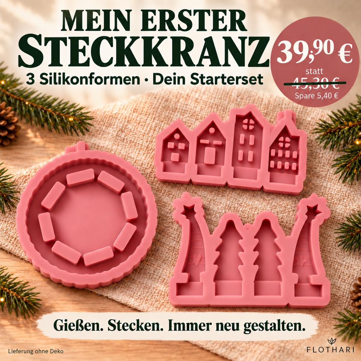 Silikongießform – Mein erster Steckkranz – Starterset