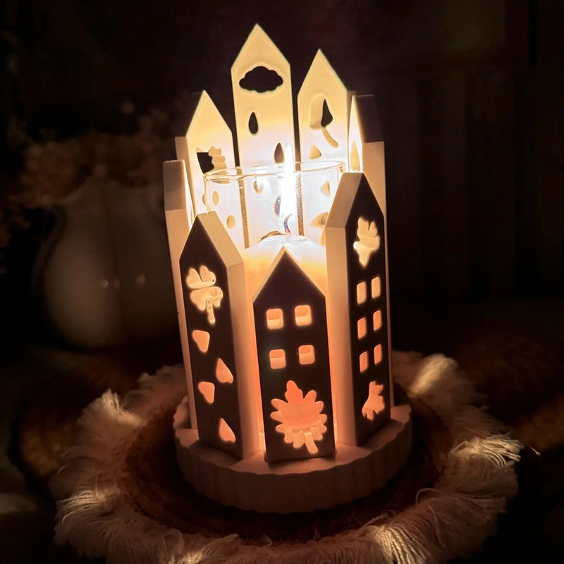 Silikon Gießform Klötzchenmatte Herbst - Klötzchen Lichthaus gegossen