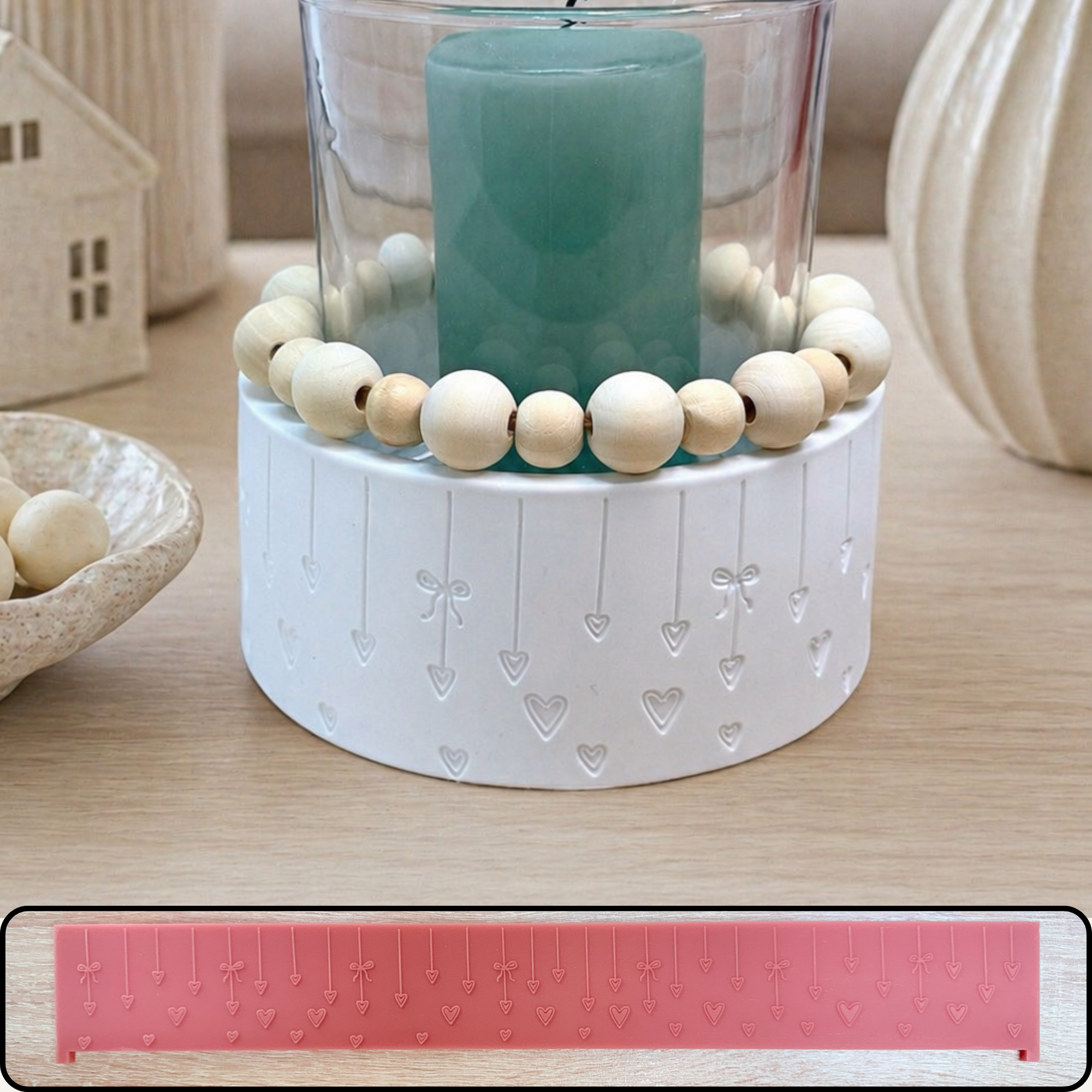 Motivband für unsere Schalenform - hängende Herzen -