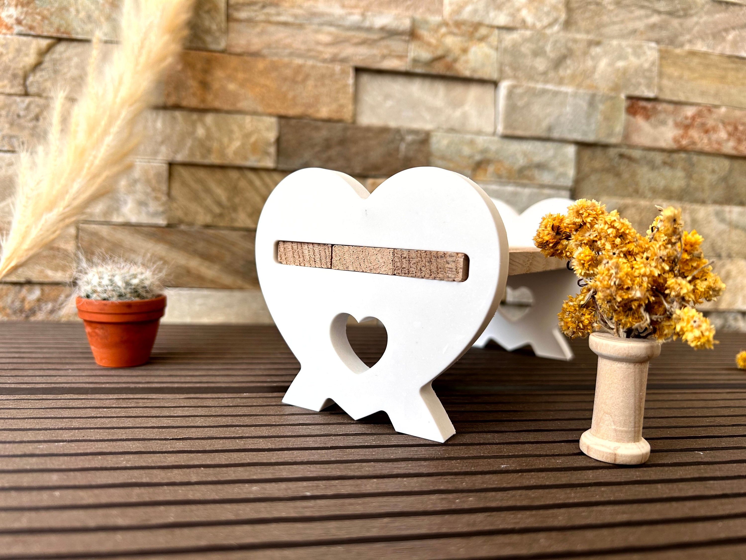 Silikon - Gießform - Herzsitzbank - Herzbank - Klötzchen - Herz