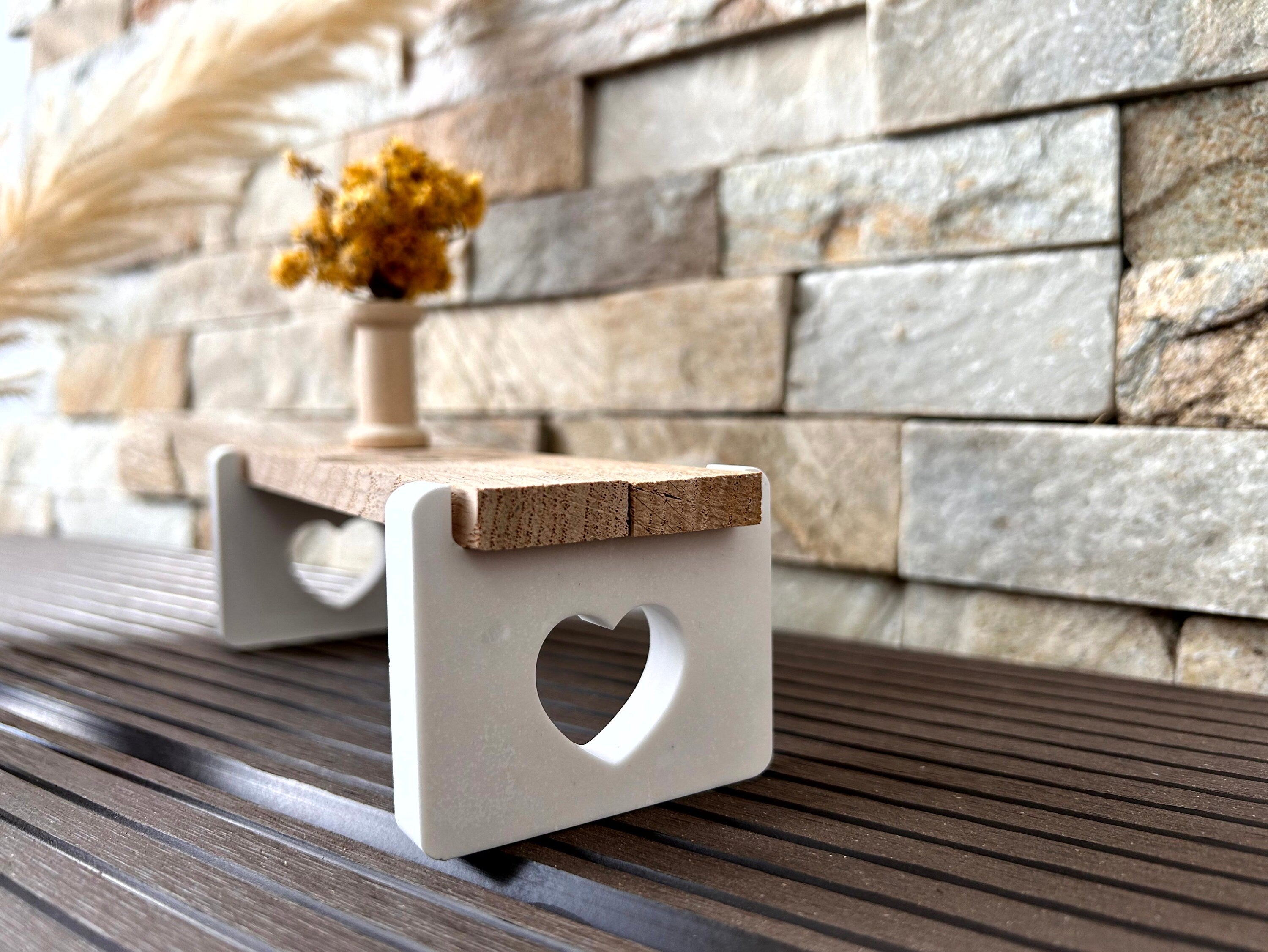 Silikon - Gießform - kleine Herzsitzbank - Herzbank - Klötzchen - Herz