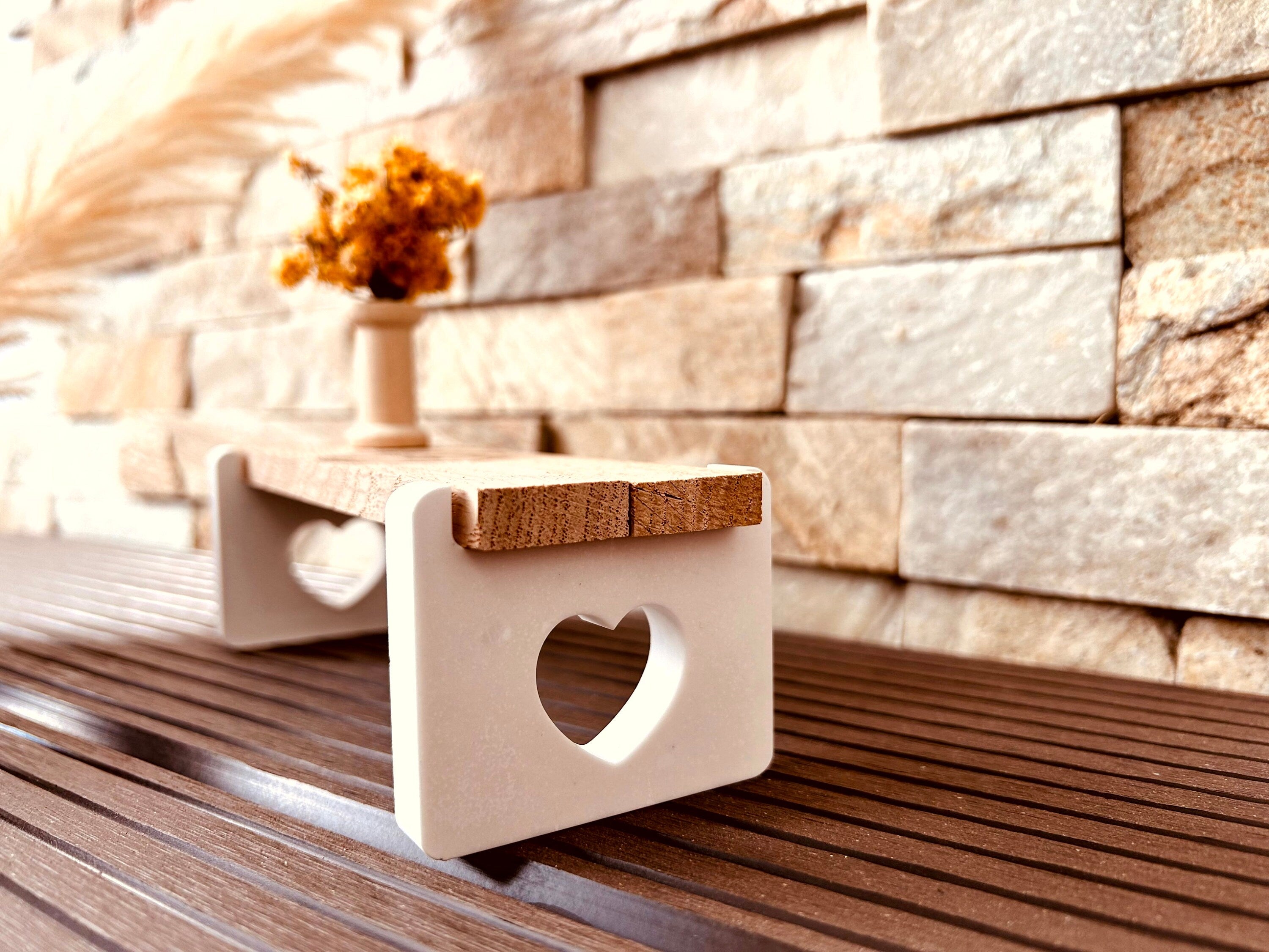 Silikon - Gießform - kleine Herzsitzbank - Herzbank - Klötzchen - Herz