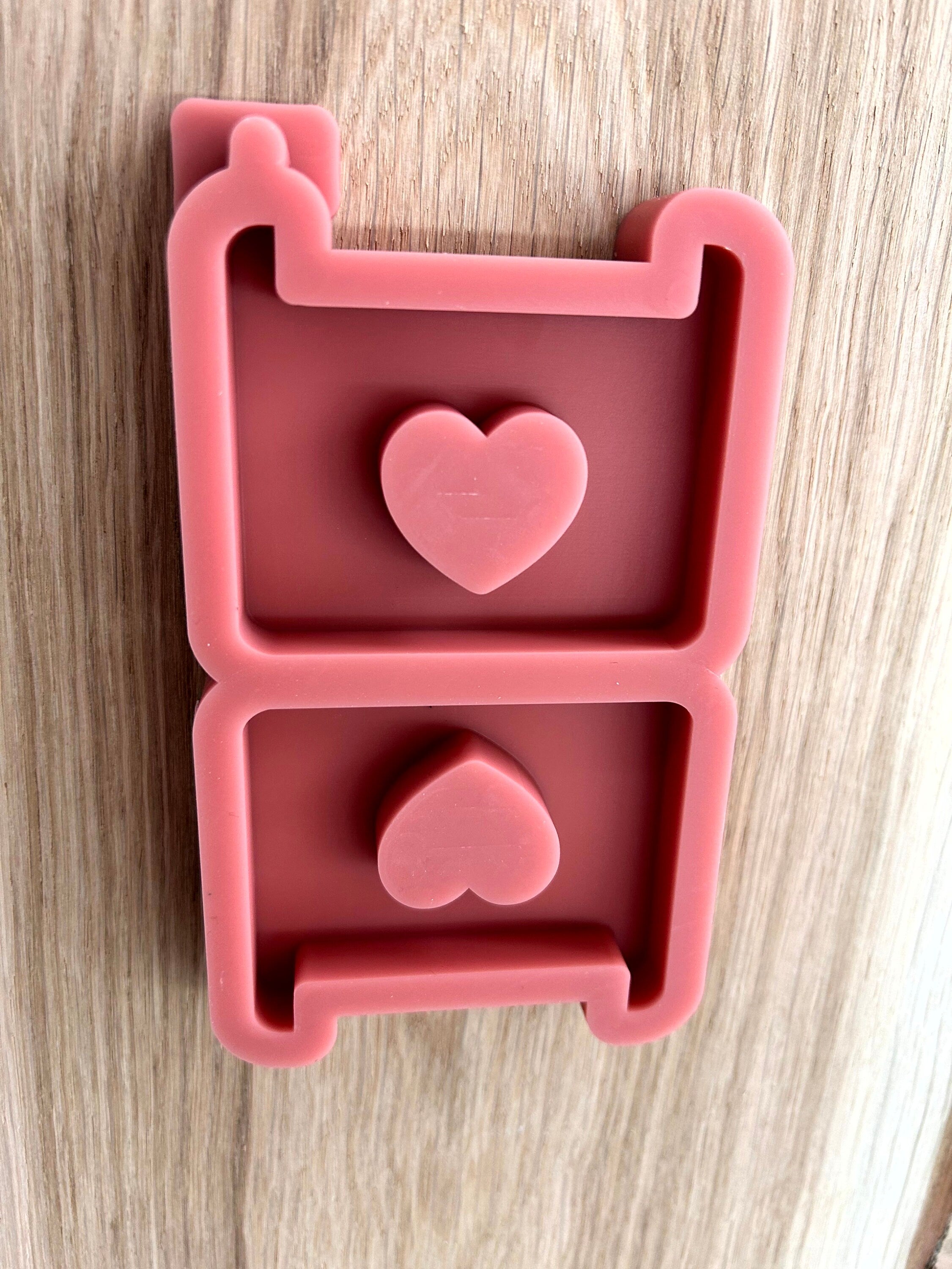 Silikon - Gießform - kleine Herzsitzbank - Herzbank - Klötzchen - Herz
