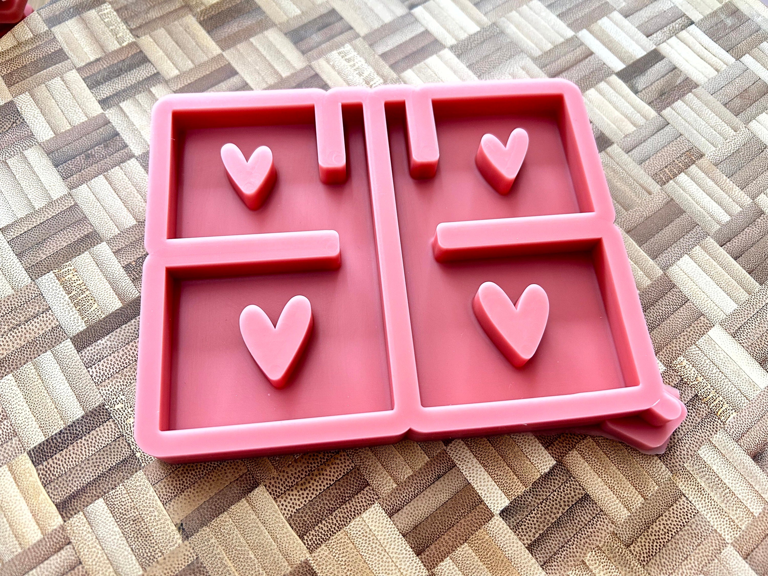 Silikon - Gießform - Herzsitzbank mit Lehne - Herzbank - Klötzchen - Herz