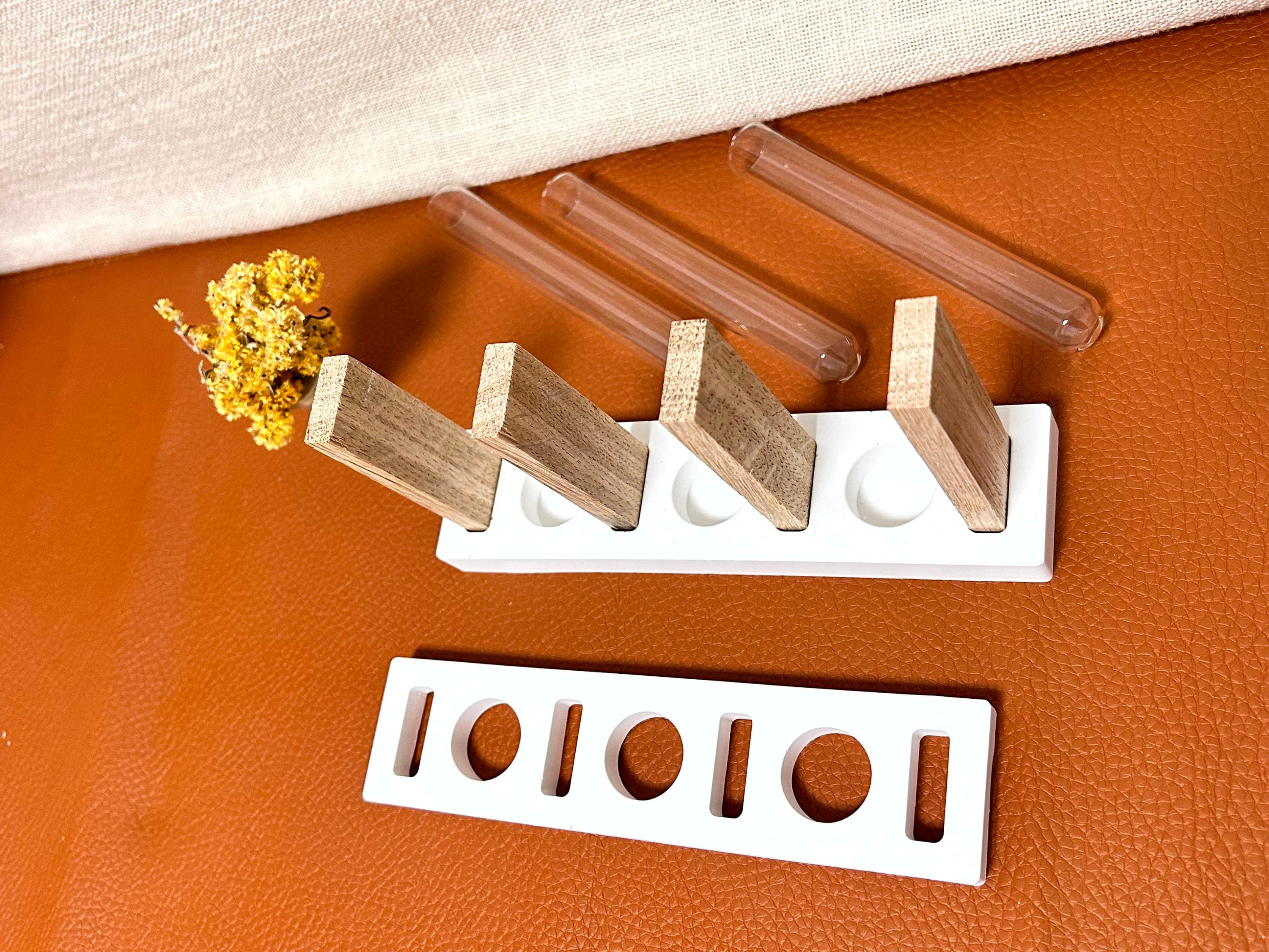 Silikon - Gießform - 3er Reagenzglashalter - Klötzchen -