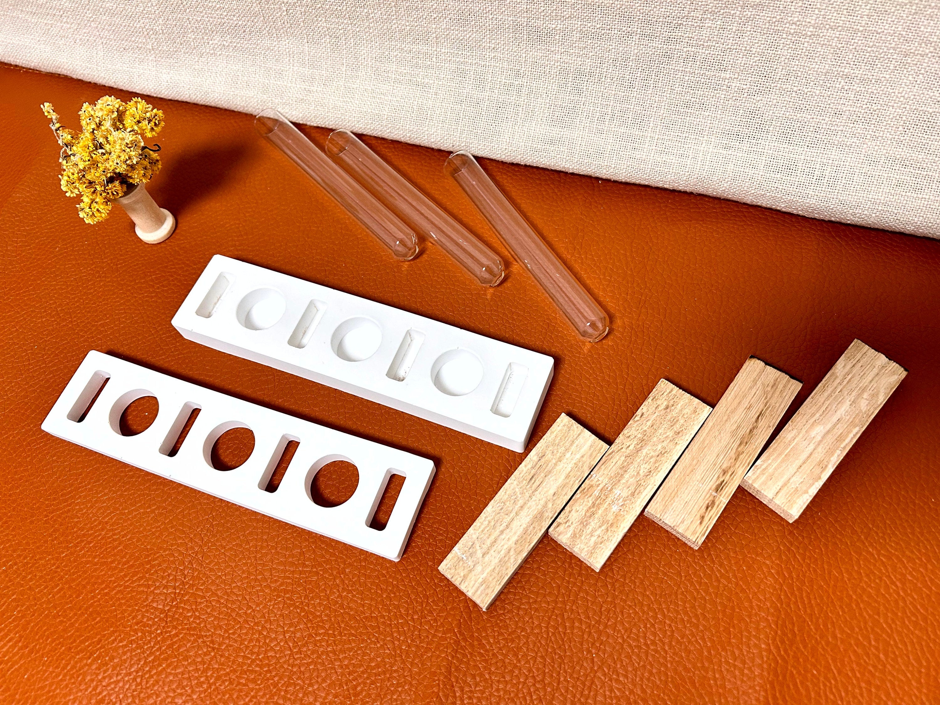 Silikon - Gießform - 3er Reagenzglashalter - Klötzchen -