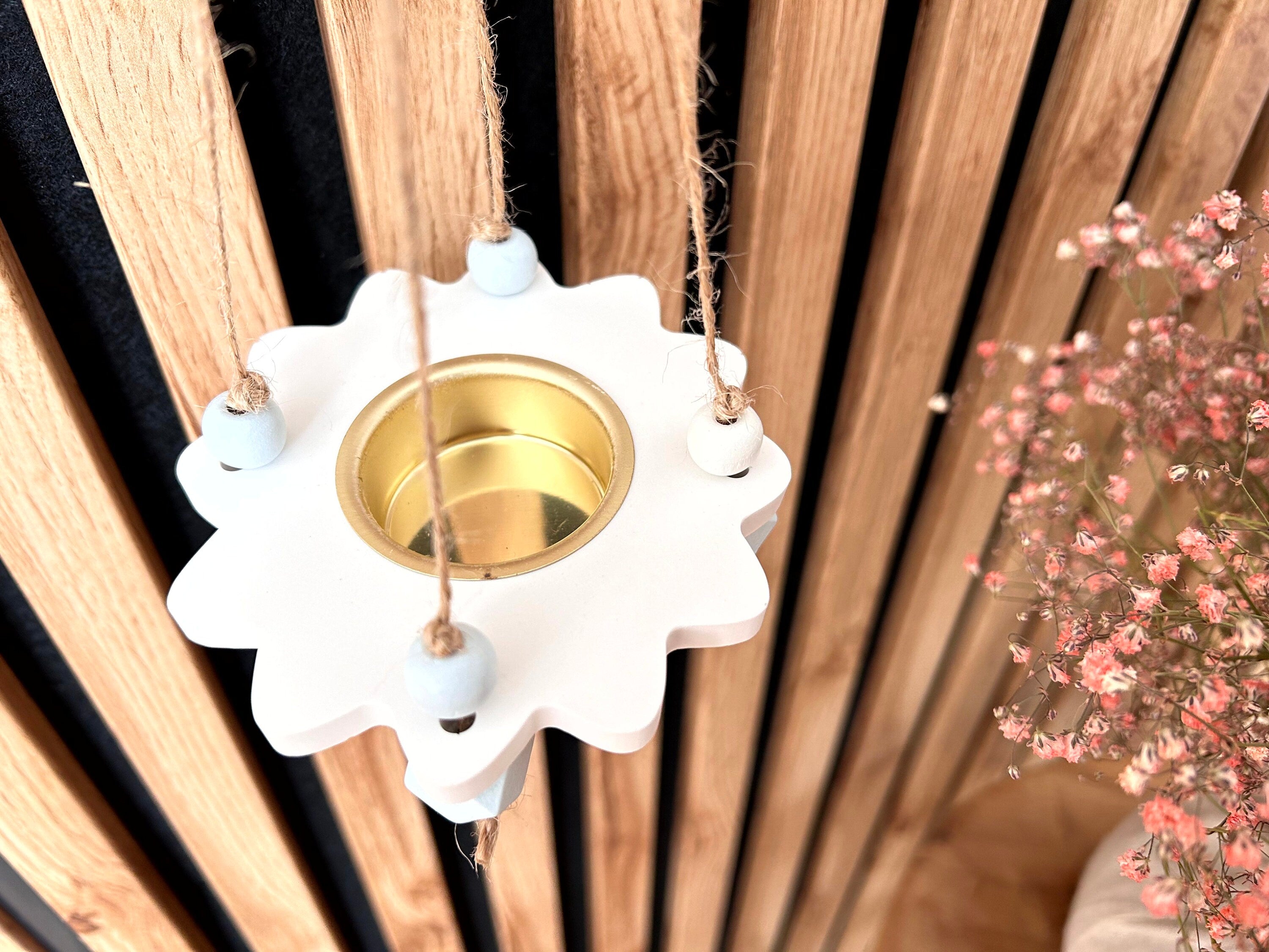 Silikon - Gießform - Blumenteelicht Aufhänger - Blumen - Teelicht