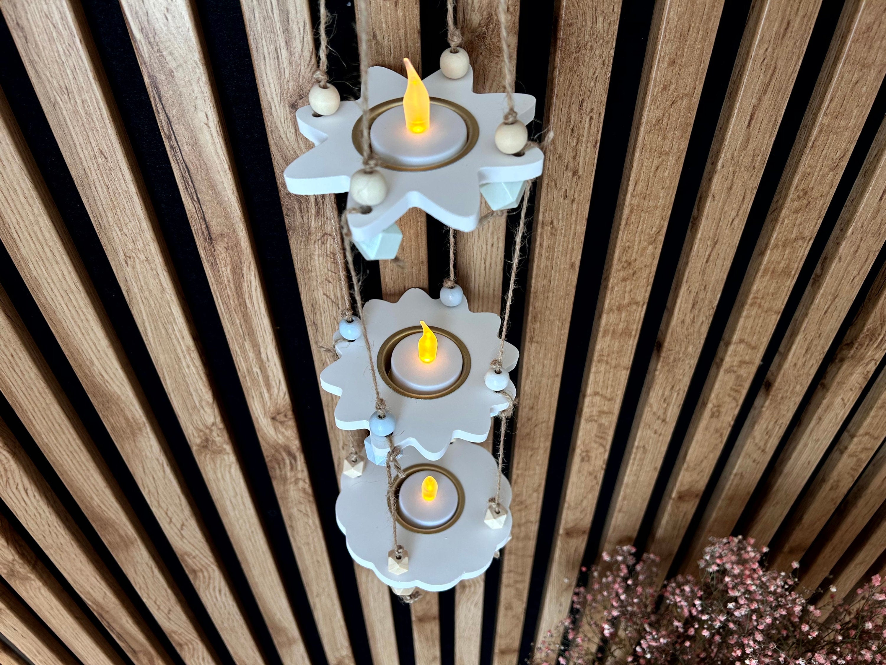 Silikon - Gießform - Blumenteelicht Aufhänger - Blumen - Teelicht