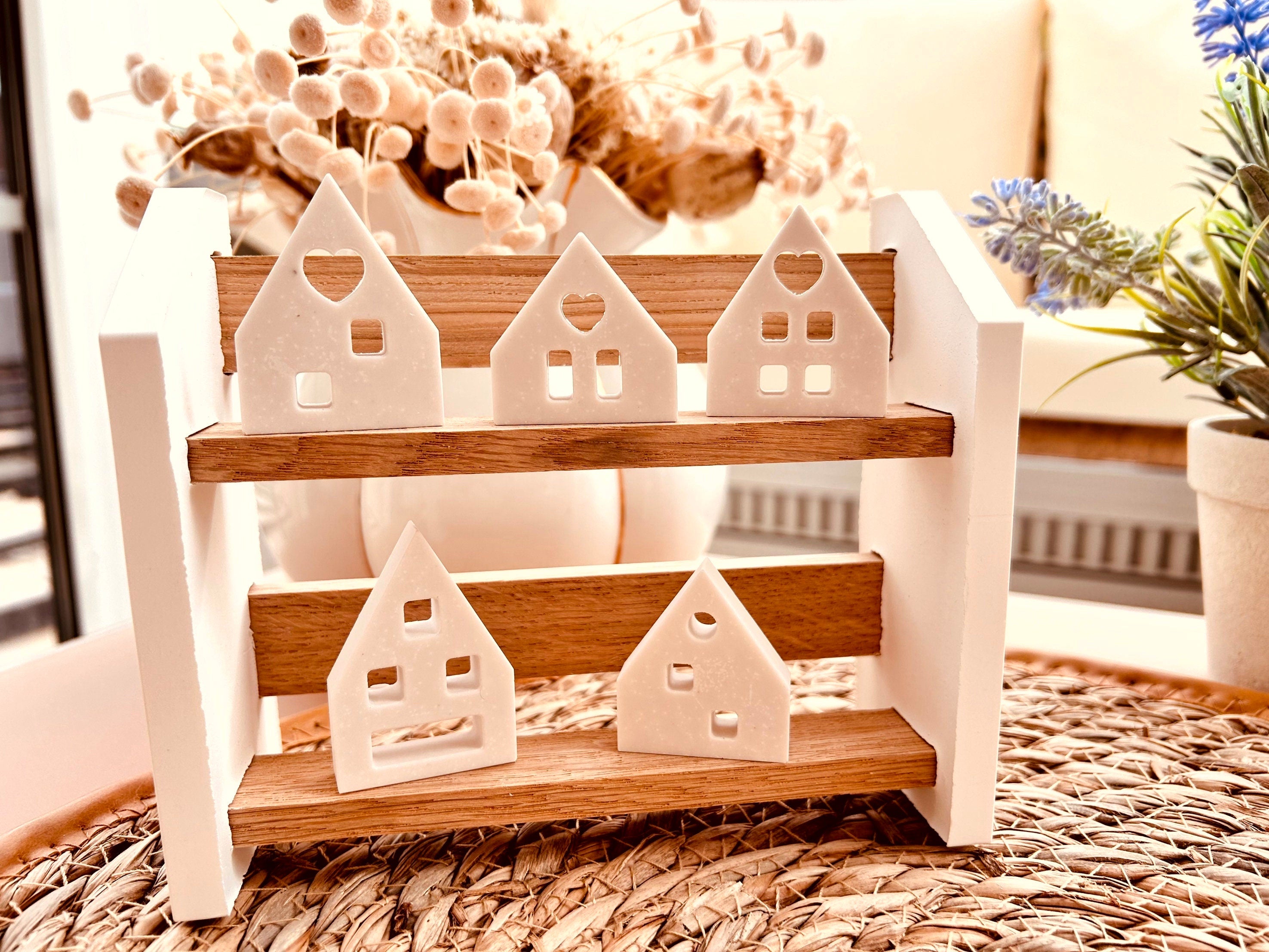 Silikon - Gießform - 5er Set Minihäuser - Zelte -