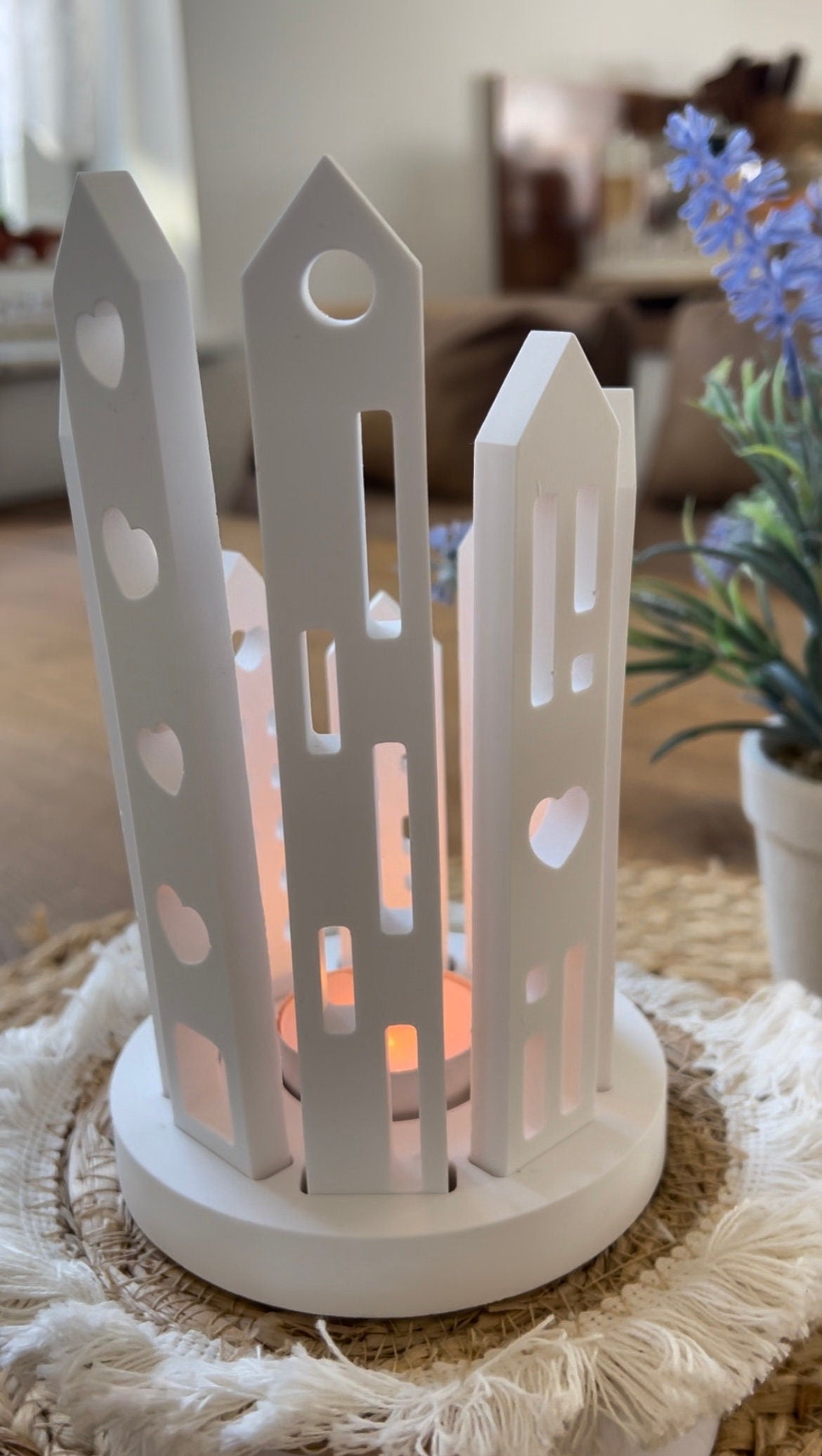 Silikon - Gießform -Klötzchenmatte mit Herzhäusern - Klötzchen Lichthäuser - Lichthausklötzchen - Klötzchen - Windlicht -