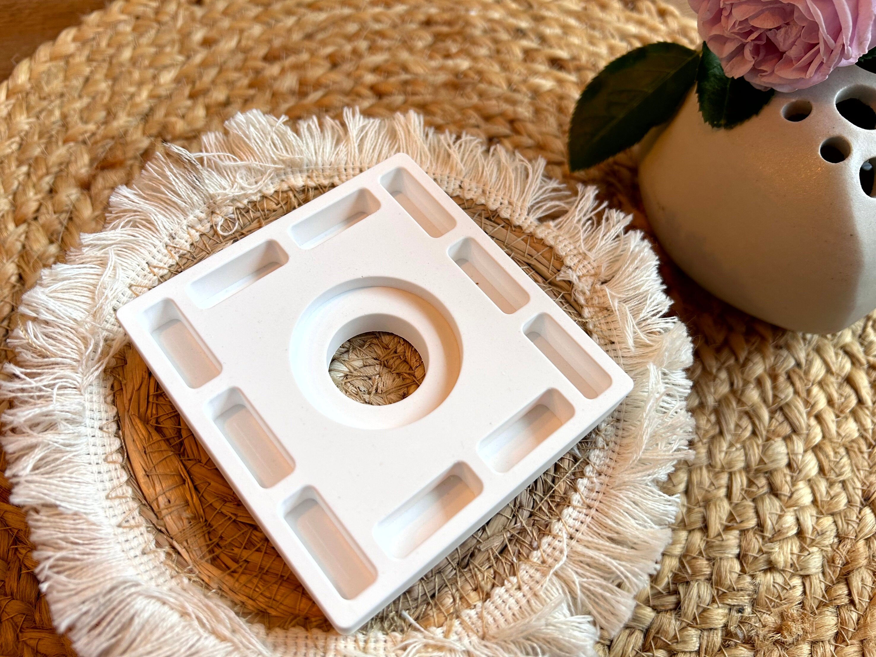 Silikon - Gießform - Windlicht Rechteckig für 10 Klötzchen - Klötzchen Lichthäuser - Lichthausklötzchen - Klötzchen - Windlicht -