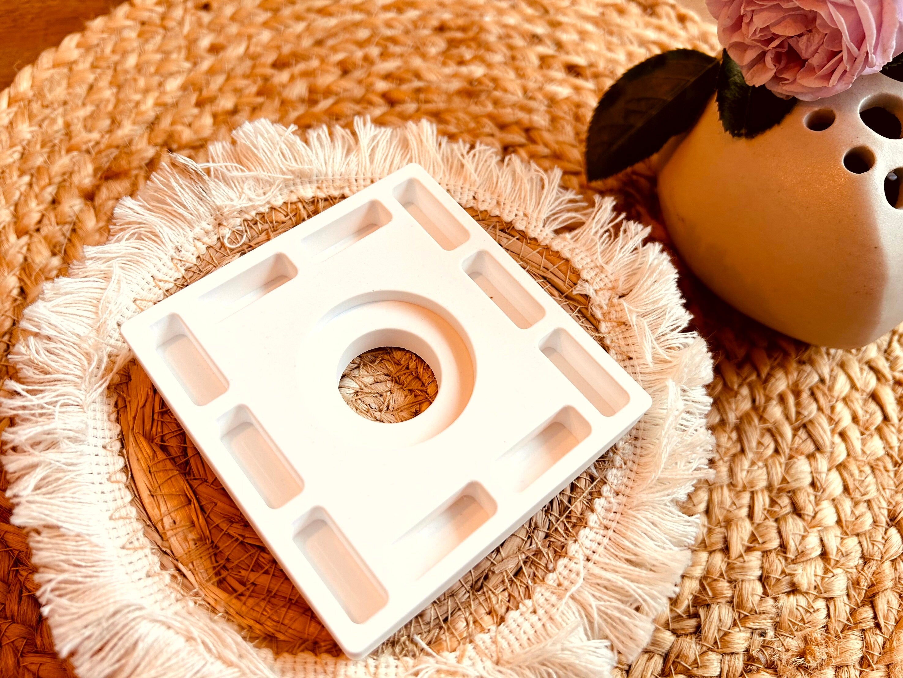 Silikon - Gießform - Windlicht Rechteckig für 10 Klötzchen - Klötzchen Lichthäuser - Lichthausklötzchen - Klötzchen - Windlicht -