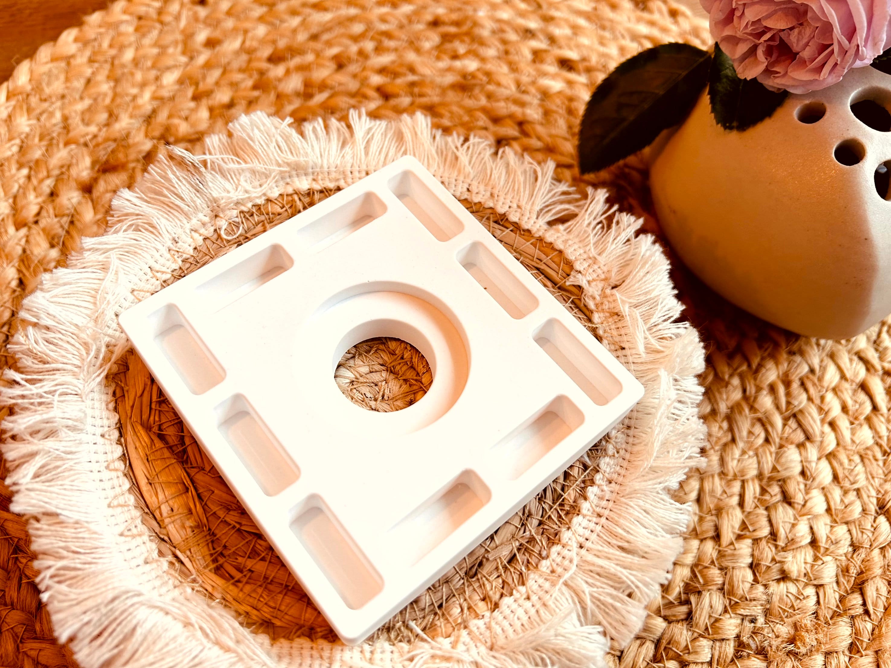 Silikon - Gießform - Windlicht Rechteckig für 10 Klötzchen - Klötzchen Lichthäuser - Lichthausklötzchen - Klötzchen - Windlicht -