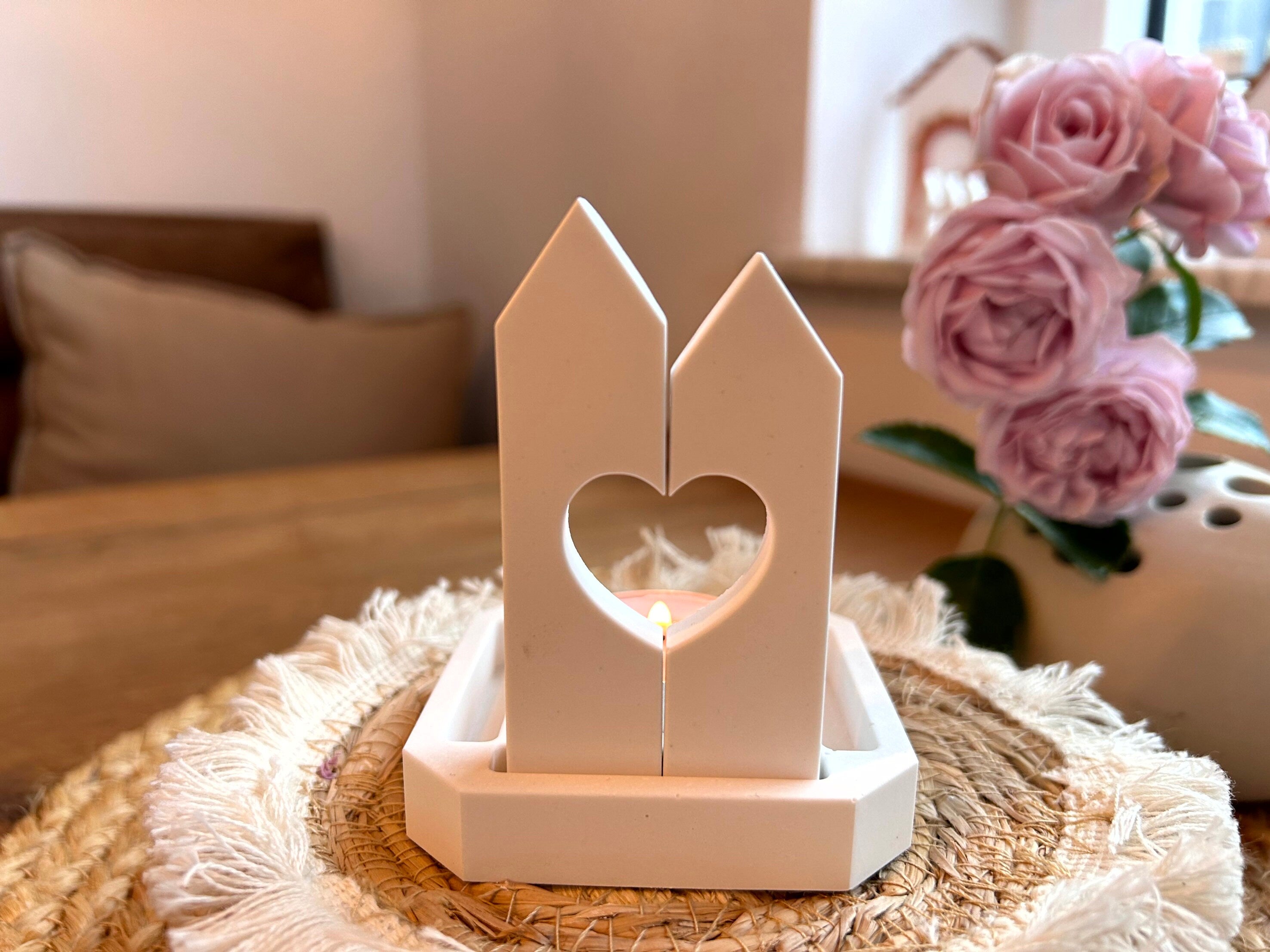 Silikon - Gießform -2Klötzchen mit Herz - Klötzchen Lichthäuser - Lichthausklötzchen - Klötzchen - Windlicht -