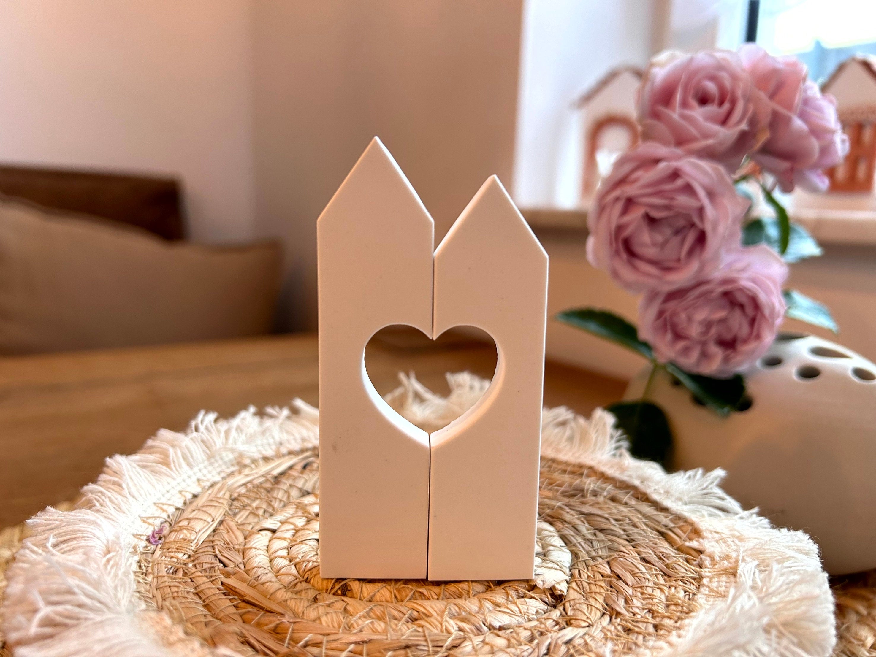 Silikon - Gießform -2Klötzchen mit Herz - Klötzchen Lichthäuser - Lichthausklötzchen - Klötzchen - Windlicht -