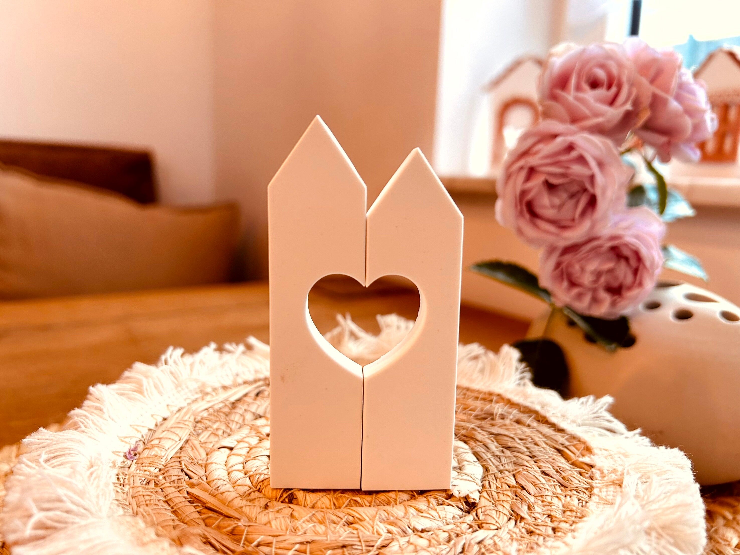 Silikon - Gießform -2Klötzchen mit Herz - Klötzchen Lichthäuser - Lichthausklötzchen - Klötzchen - Windlicht -